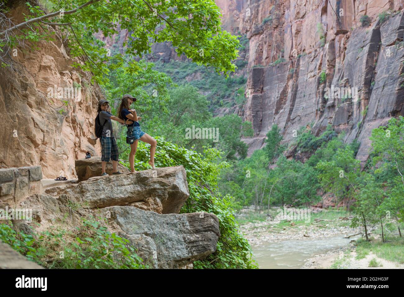 Riverside Walk Trail im Zion National Park, Utah, USA Stockfoto