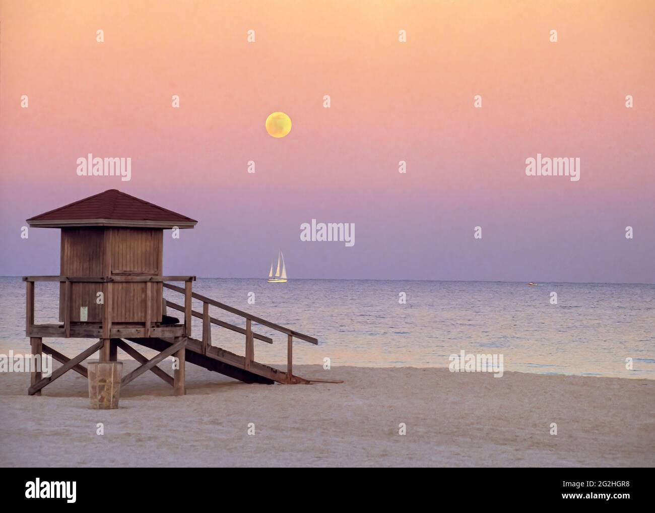 Moonrise, Miami Beach, Florida, USA Stockfoto
