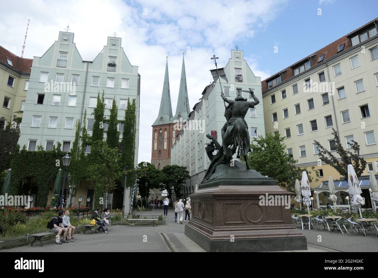 Denkmal St. Georg, Nikolaiviertel, Berlin Mitte, Berlin, Deutschland Stockfoto