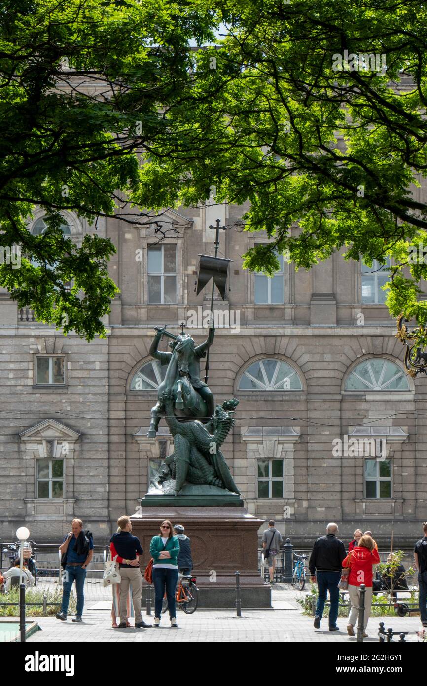 Denkmal St. Georg, Nikolaiviertel, Berlin Mitte, Berlin, Deutschland Stockfoto