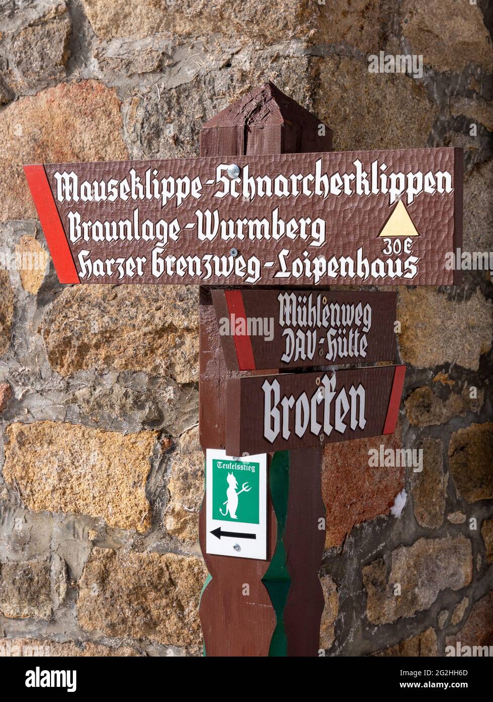 Wanderschild, Schierke, Harz, Sachsen-Anhalt, Deutschland Stockfoto