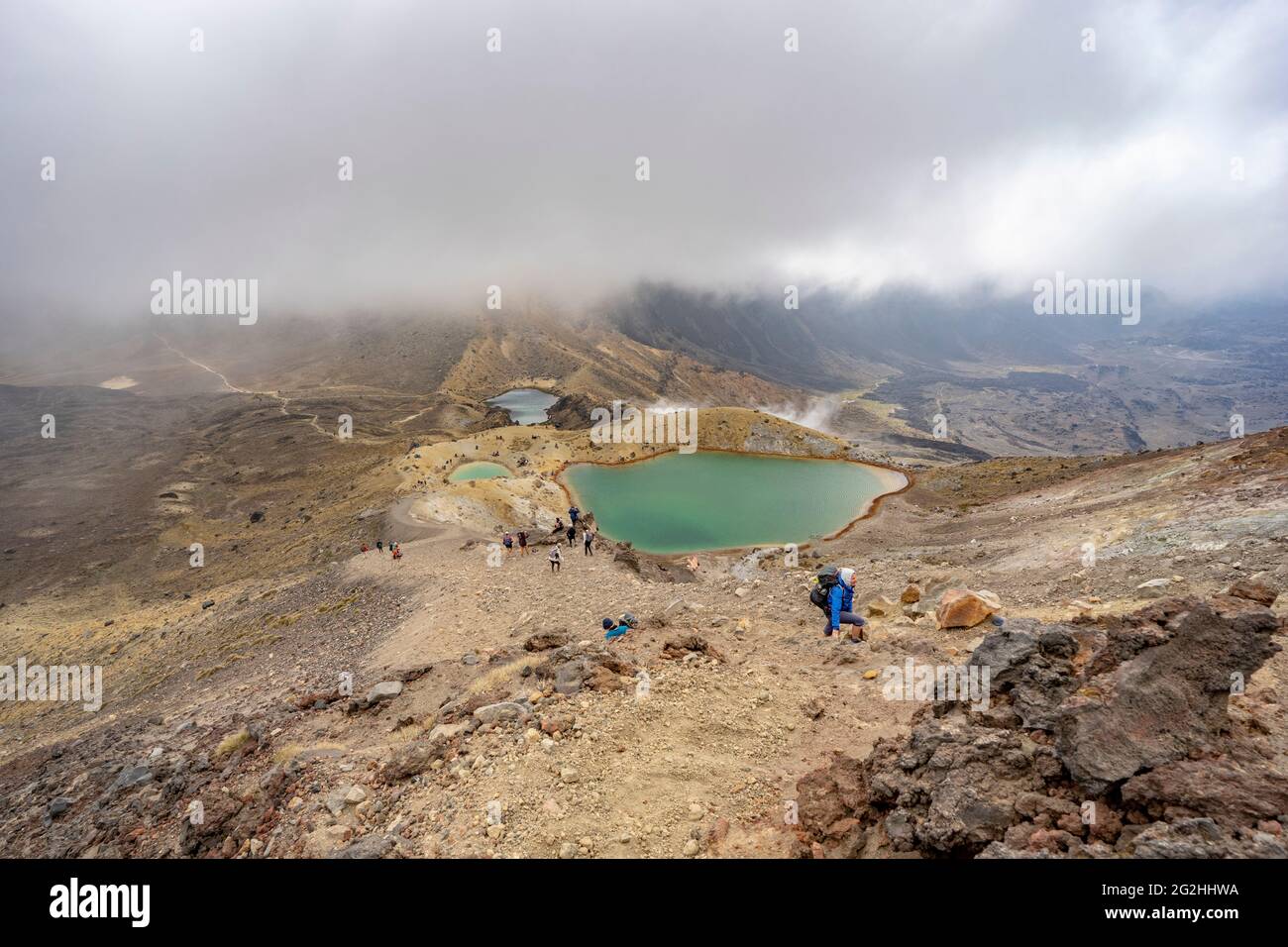 Tongariro durchquert Neuseeland, Wanderweg durch den Tongariro National Park, North Island, Manawatu-Wanganui, Neuseeland Stockfoto
