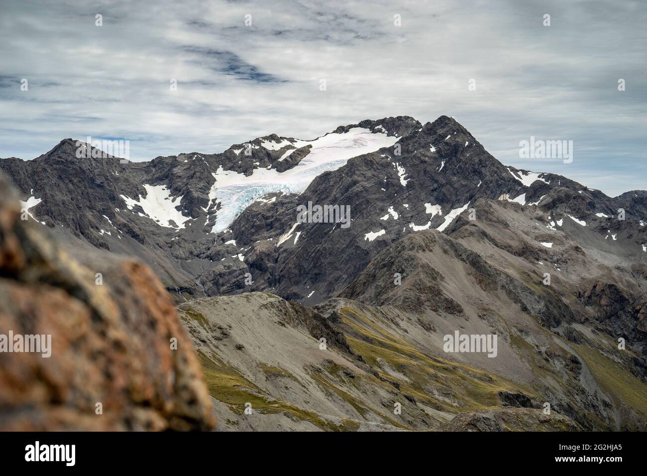 Lawinenspitze, 1833m. Anstrengende Wanderung zum berühmtesten Gipfel im Arthur's Pass National Park. Südinsel, Neuseeland Stockfoto