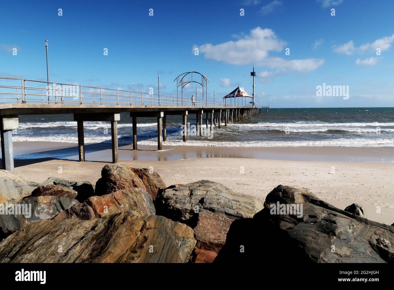 Der Steg und der Strand von Brighton South Australia Stockfoto