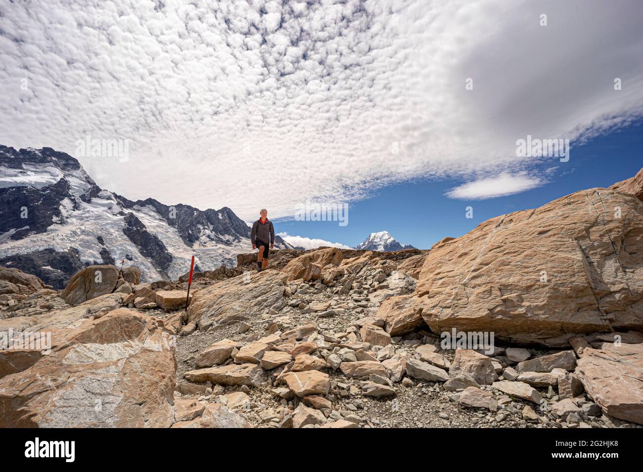 Mueller Hut Route im Mount Cook Nationalpark, Südinsel, Neuseeland Stockfoto