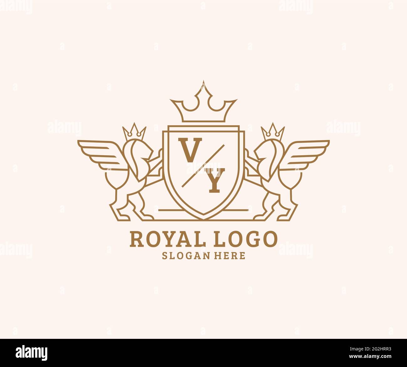 VY Letter Lion Royal Luxury heraldic, Crest Logo Vorlage in Vektorgrafik für Restaurant, Royalty, Boutique, Cafe, Hotel, Heraldik, Schmuck, Mode und Stock Vektor