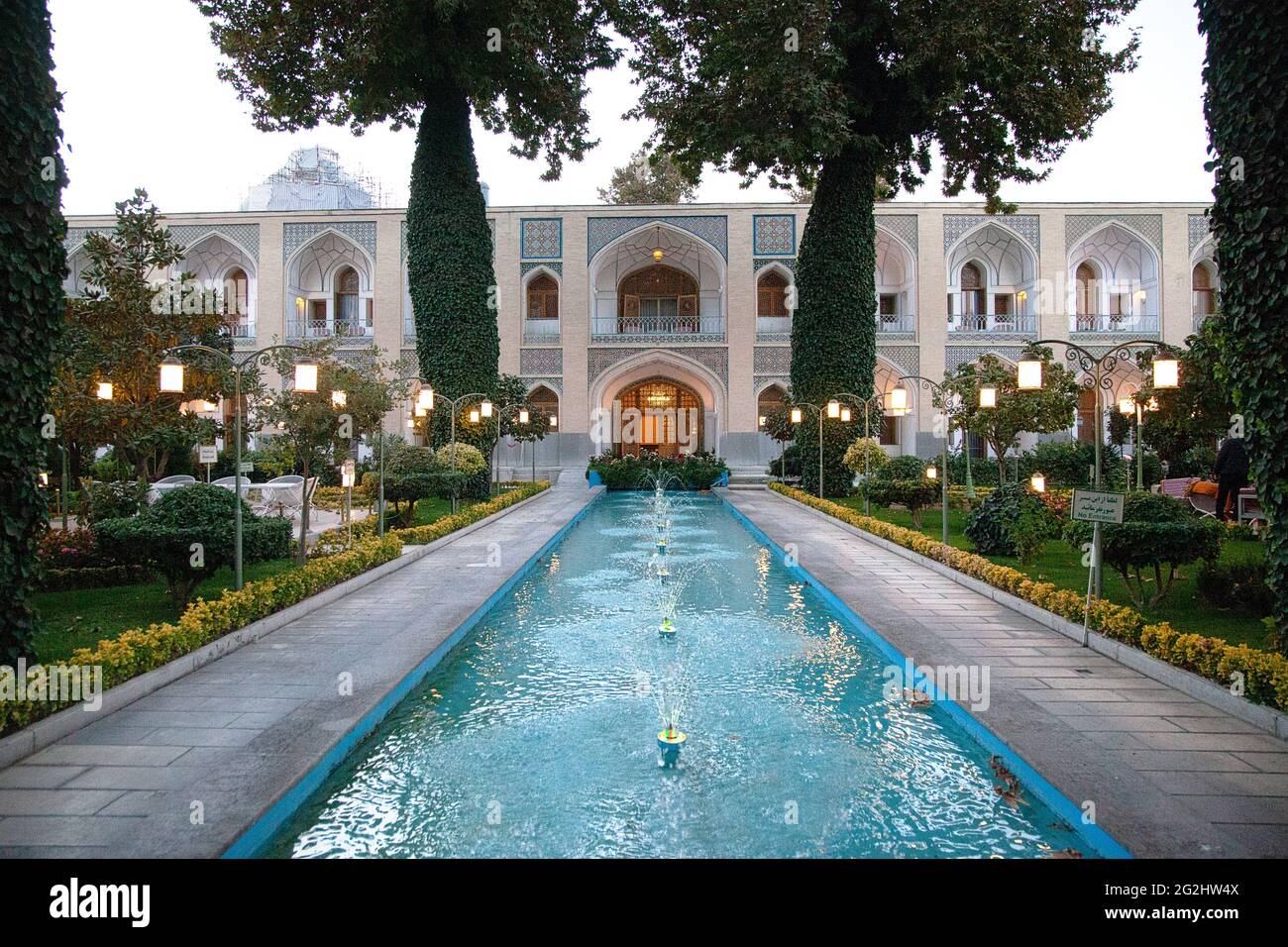 Hotel Abbasi, Persischer Garten in Isfahan, Iran Stockfoto