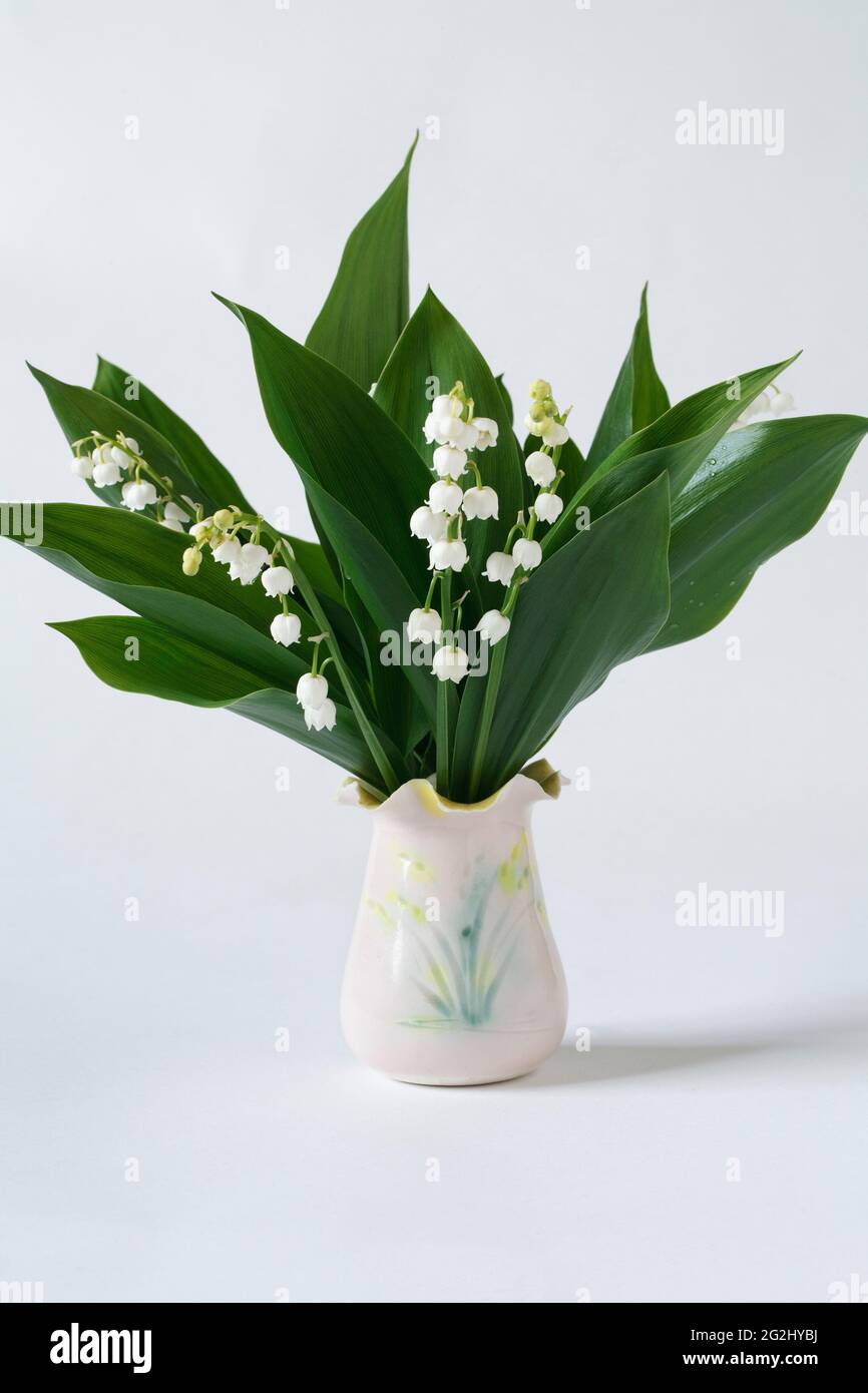 Maiglöckchen in einer kleinen Vase Stockfoto