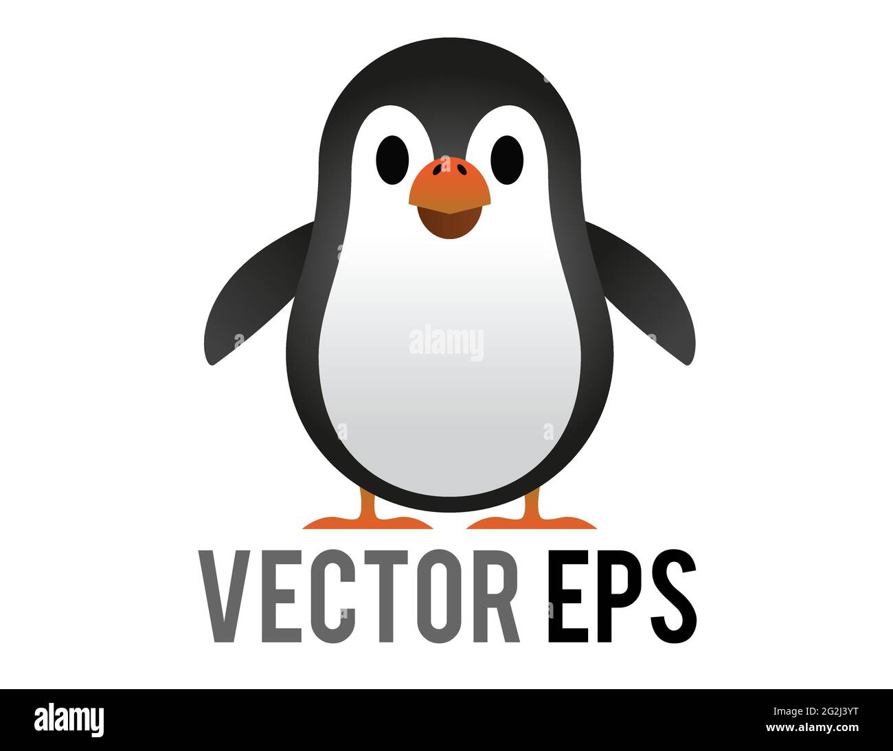 Der isolierte Vektor schwarz und weiß Pinguin Symbol mit weißem Bauch, orange Monat Stock Vektor