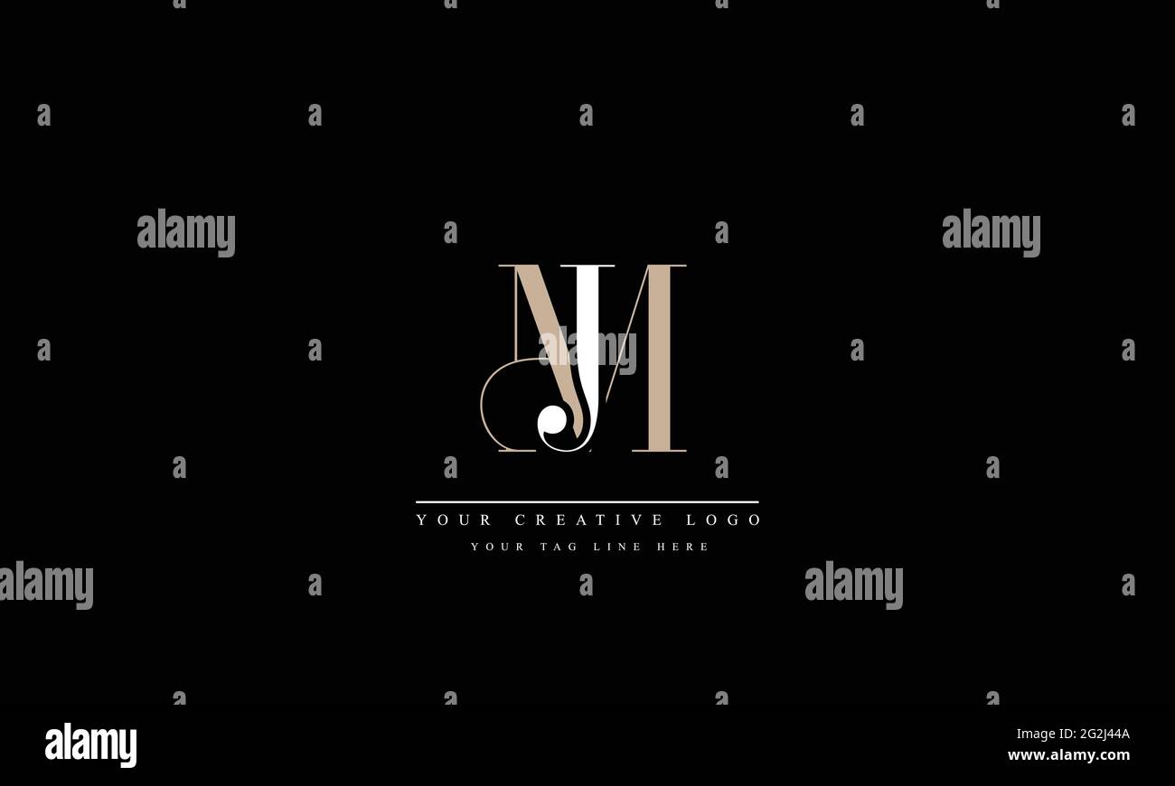Logo-Design mit kreativer moderner Trendtypografie MJ JM Stock Vektor