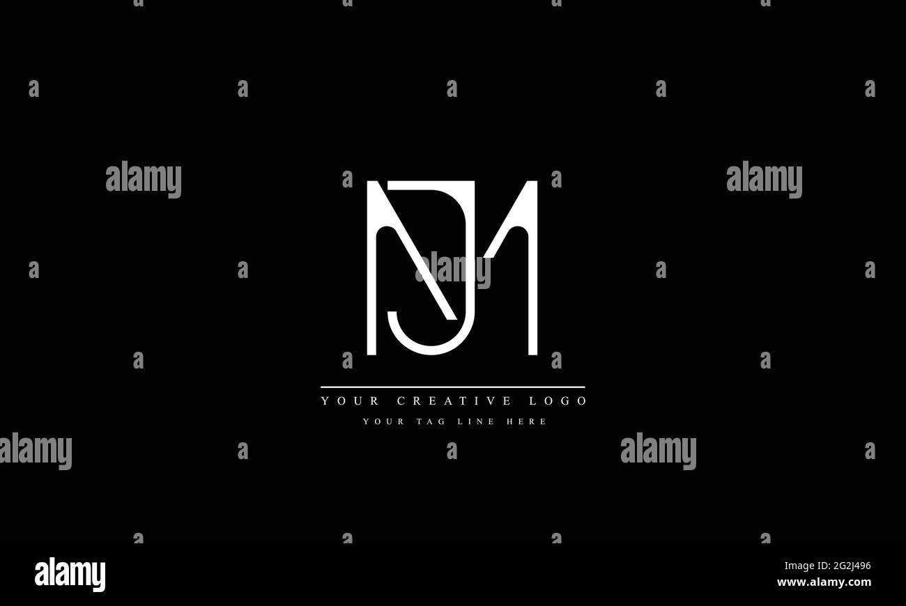 Logo-Design mit kreativer moderner Trendtypografie MJ JM Stock Vektor
