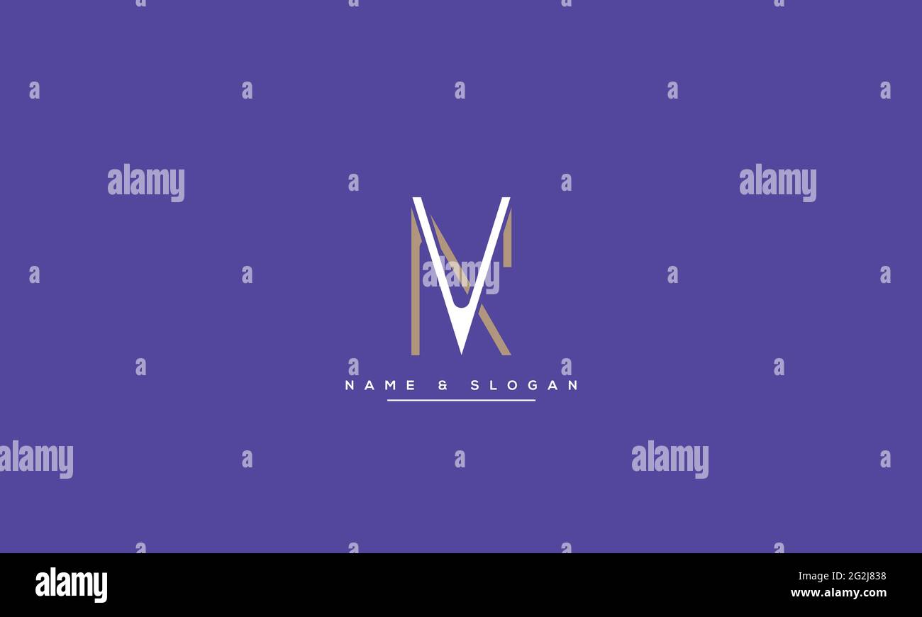 Brieflogo-Design mit kreativer moderner Trendtypografie NV VN Stock Vektor