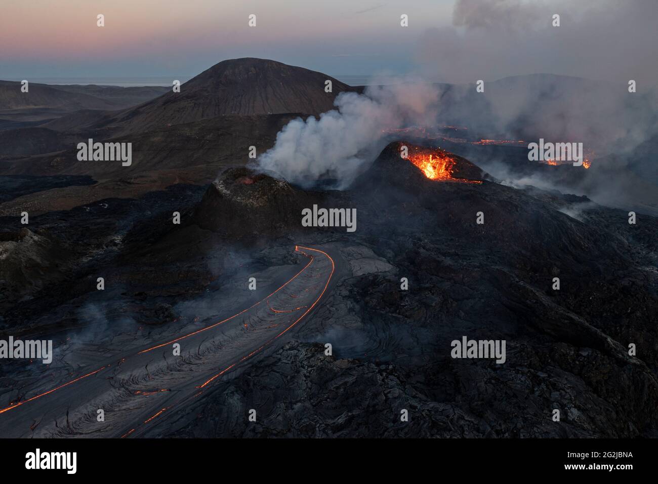 März 2021 Ausbruch des Fagradalsfjall Vulkans, Island Stockfoto