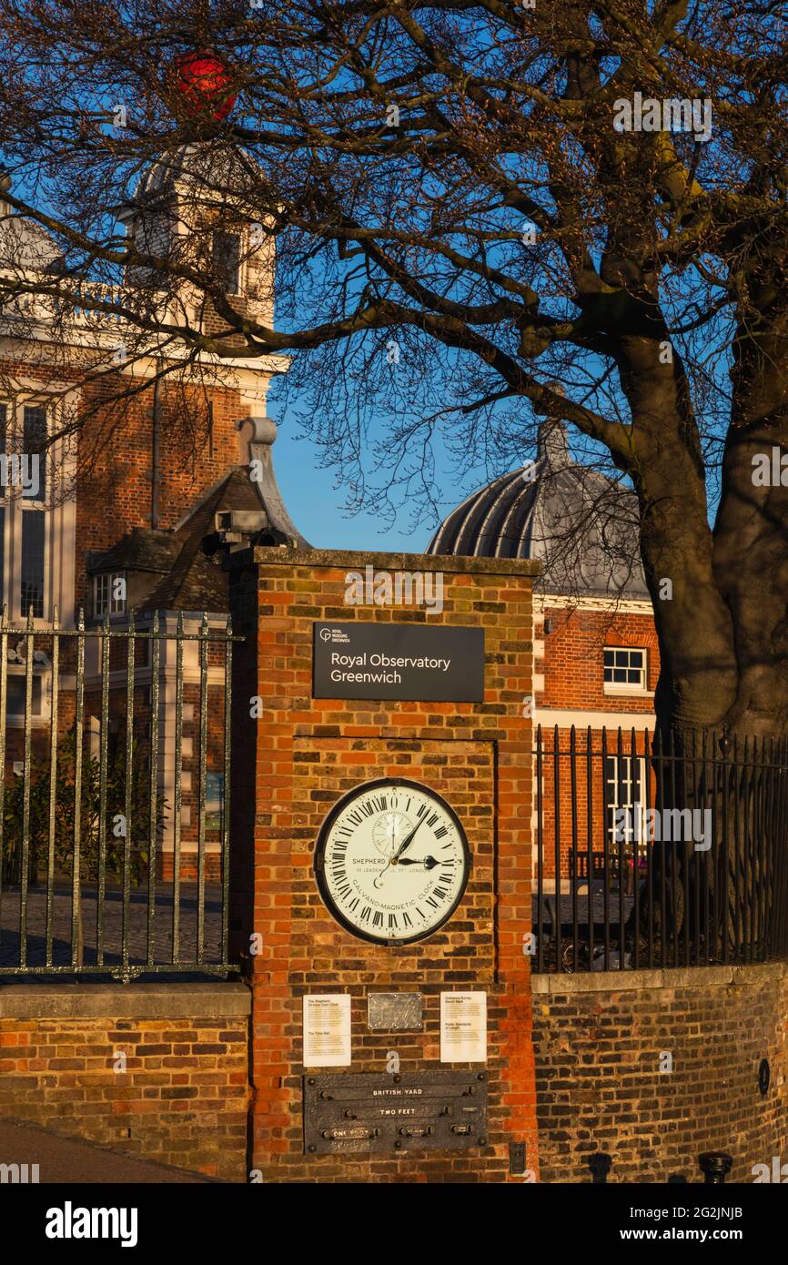 England, London, Greenwich, Greenwich Park, Royal Observatory, Die 24-Stunden-Toruhr des Hirten Stockfoto