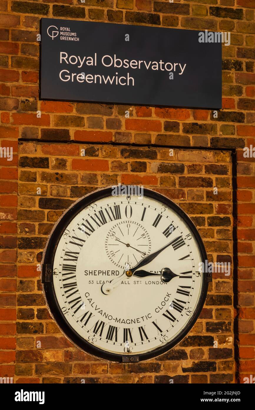 England, London, Greenwich, Greenwich Park, Royal Observatory, Die 24-Stunden-Toruhr des Hirten Stockfoto