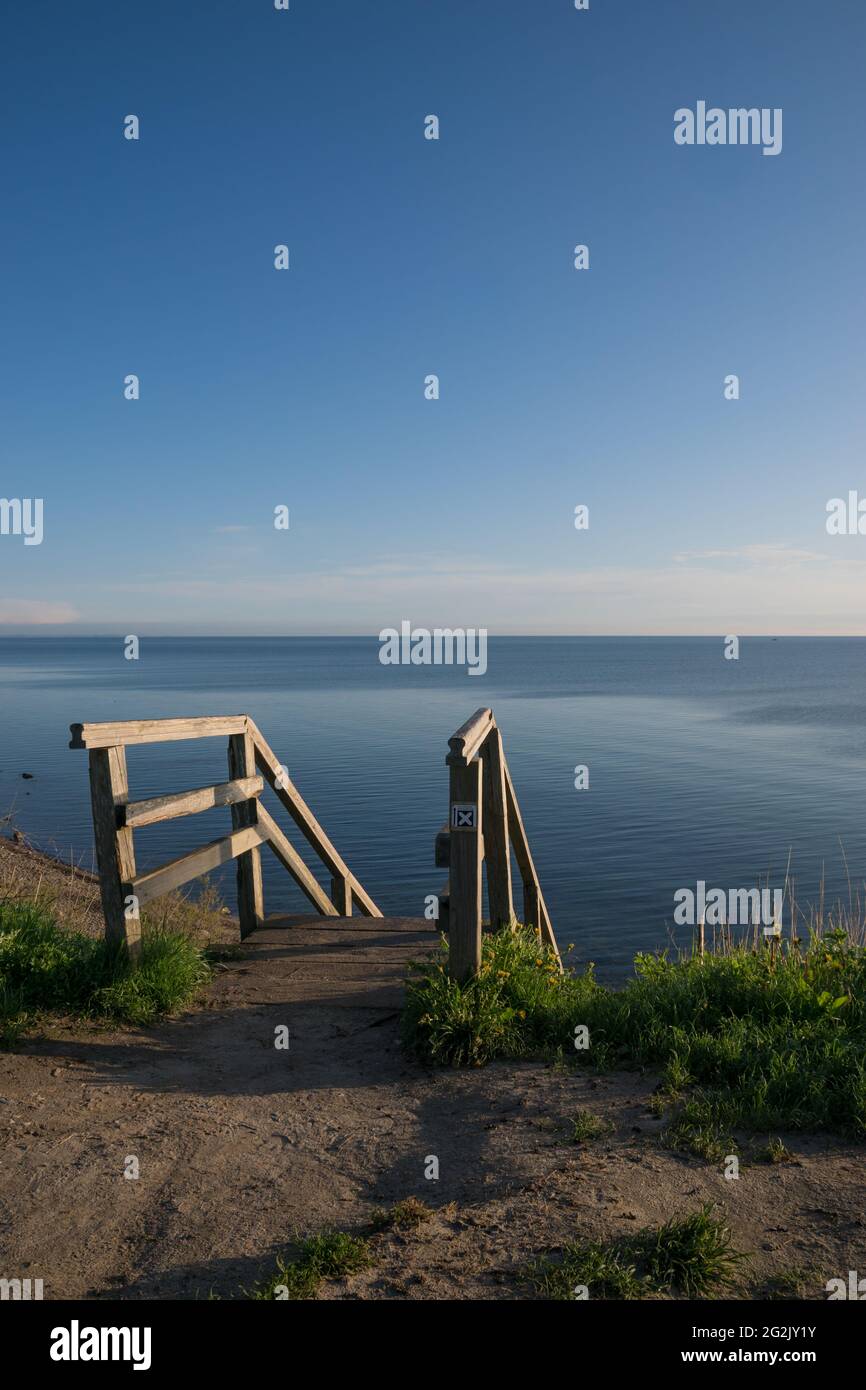 Blick auf die Ostsee an der Kieler Förde auf der Stohl-Klippe. Stockfoto