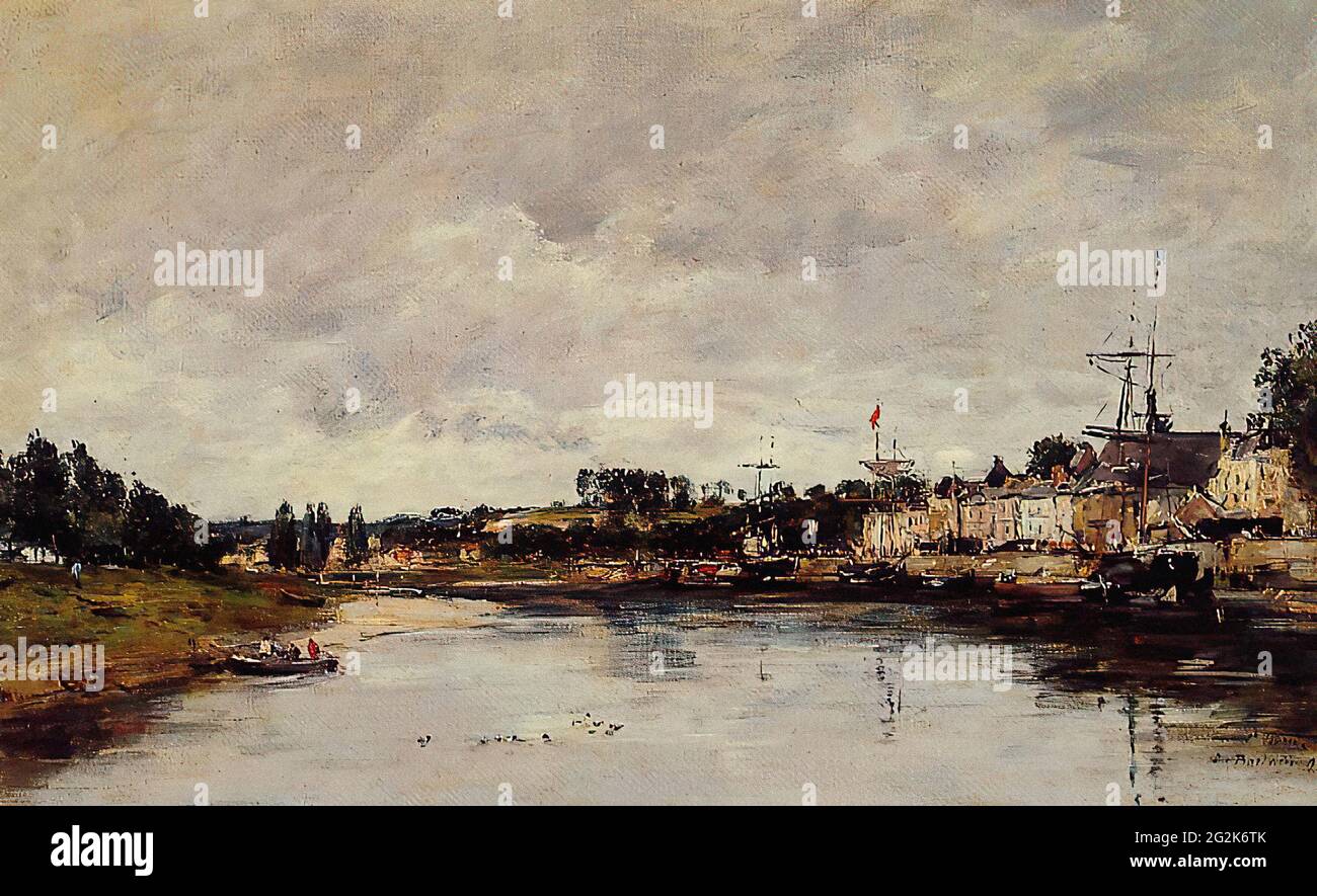 Eugène Louis Boudin (1824-1898) - Somme Saint Valery Sur Somme 1890 Stockfoto