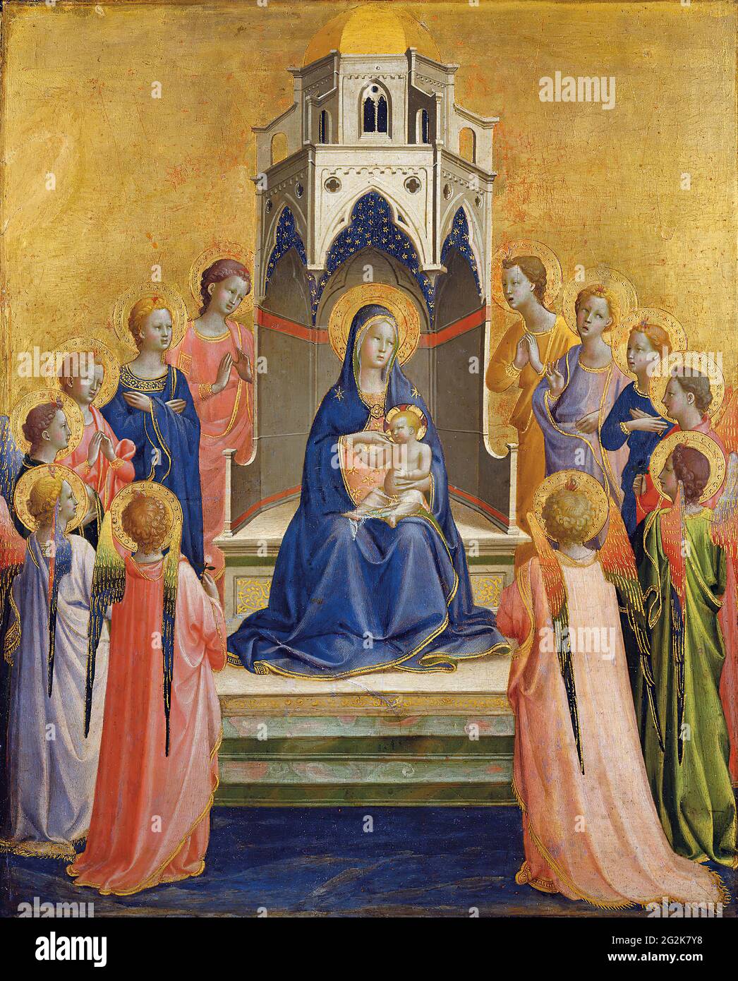 Fra Angelico - Madonna mit Kind thront mit zwölf Engeln Stockfoto