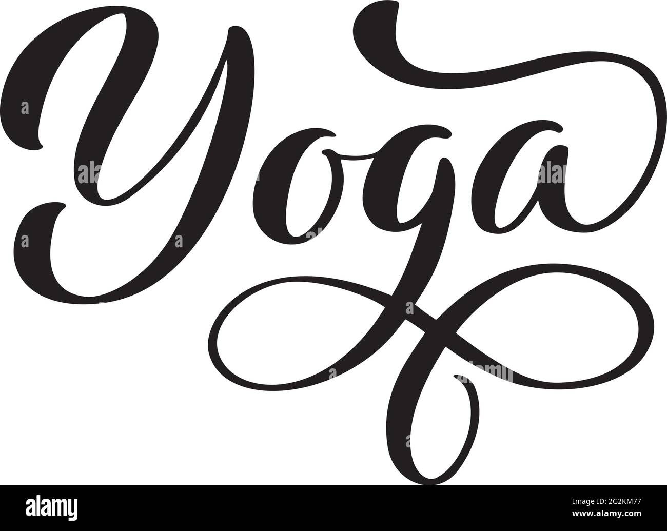 Handgeschriebene Yoga-Vektor-Illustration. Handschriftzug für Studio-Abzeichen, Icon-Banner, Plakatkarte, Plakatwand-Aufkleber, Shop Store. Texthintergrund Stock Vektor