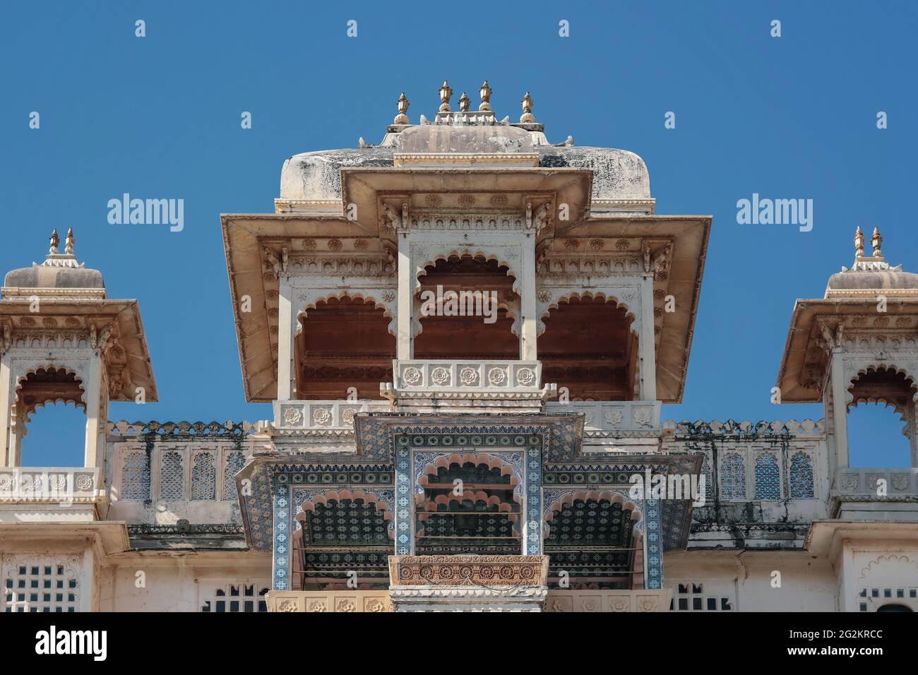 City Palace Udaipur, Rajasthan, Indien. Alter Historischer Palast. Stockfoto
