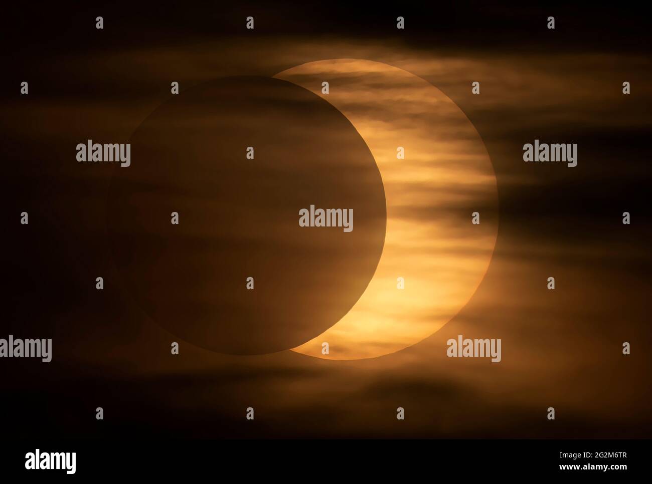 Ringförmige Sonnenfinsternis 10. Juni 2021, Rural Kanata, Ontario, Kanada Stockfoto