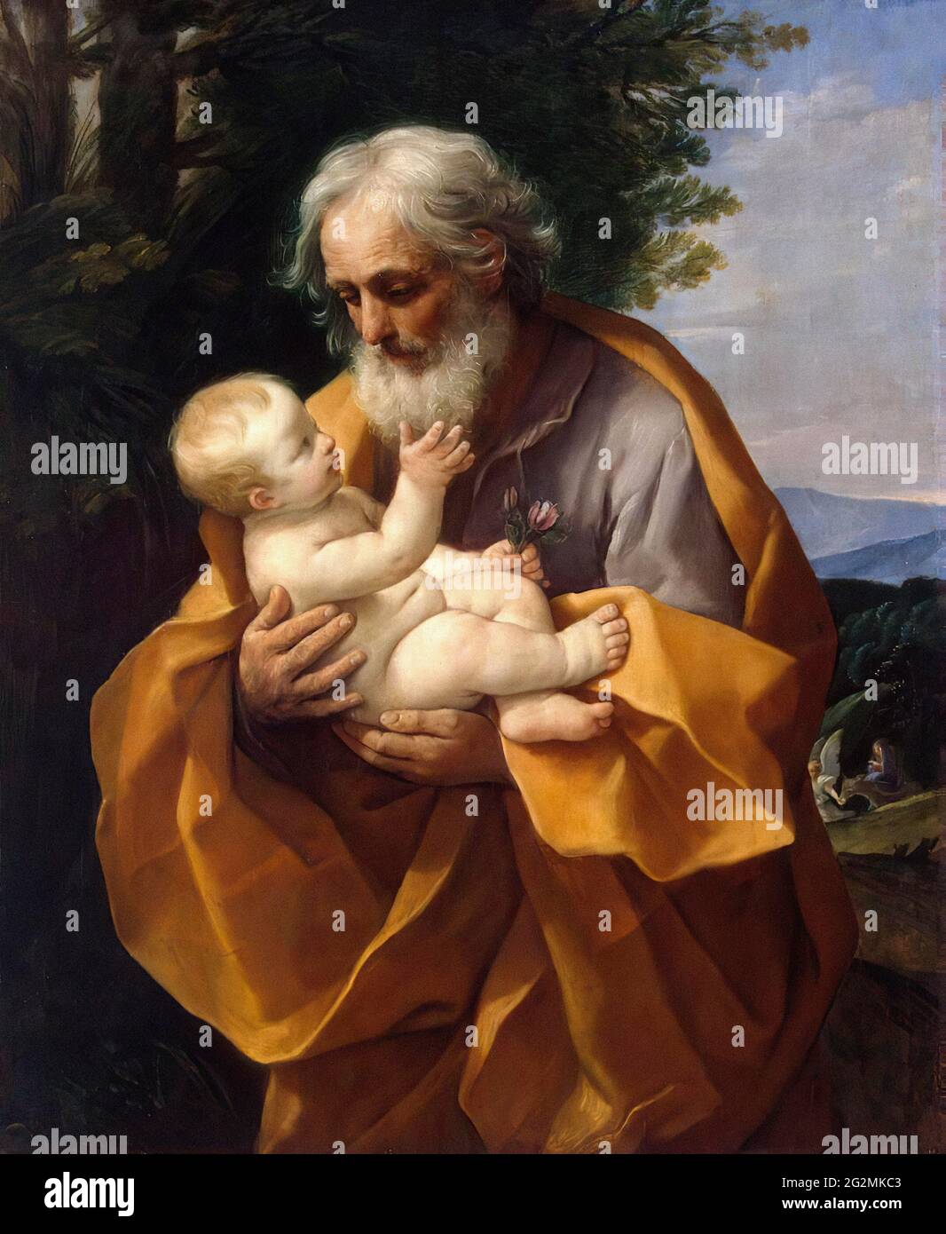 Guido Reni - St. Joseph mit Jesuskind C 1620 Stockfoto