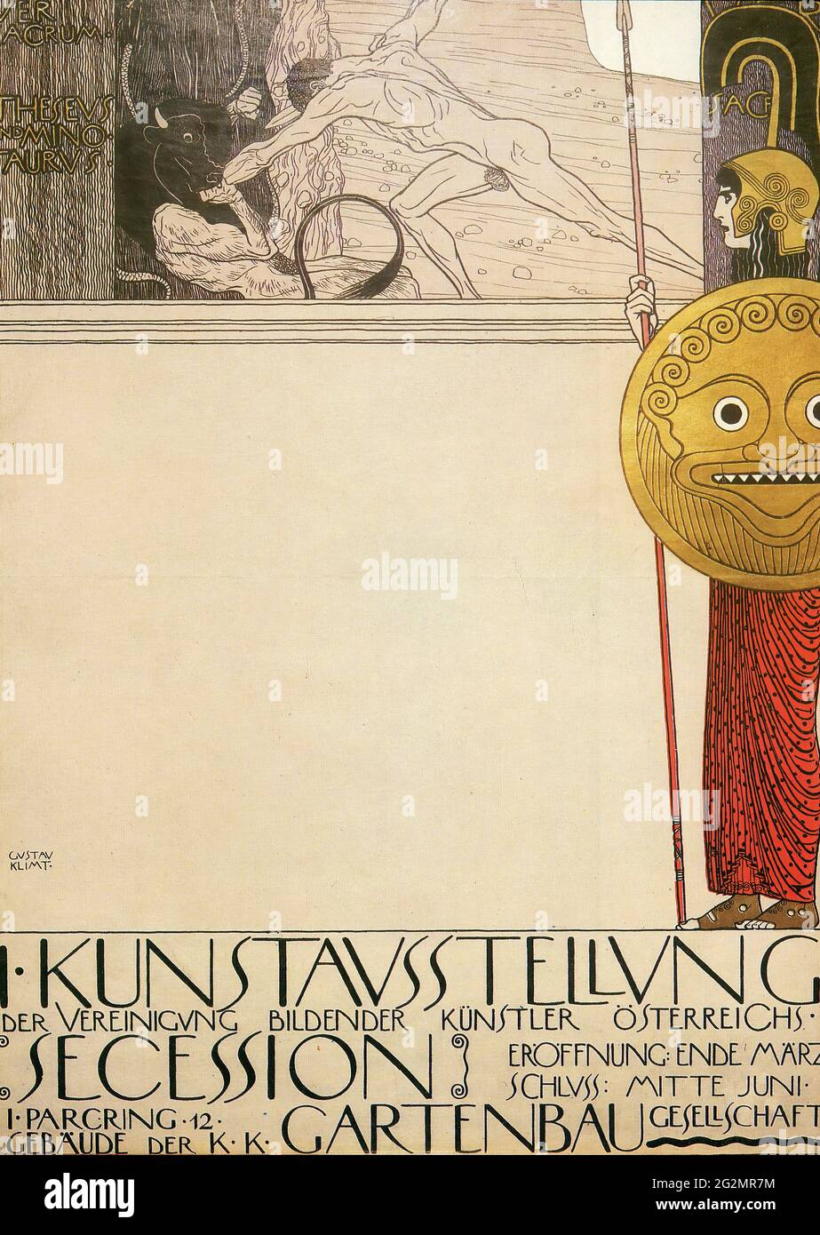 Gustav Klimt - Plakat zur ersten Kunstausstellung der Kunstbewegung Secession Stockfoto