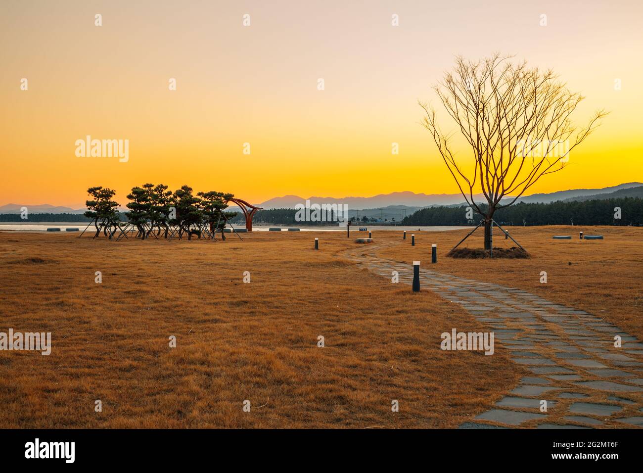 Sonnenuntergang am Goraebul Beach in Yeongdeok, Korea Stockfoto