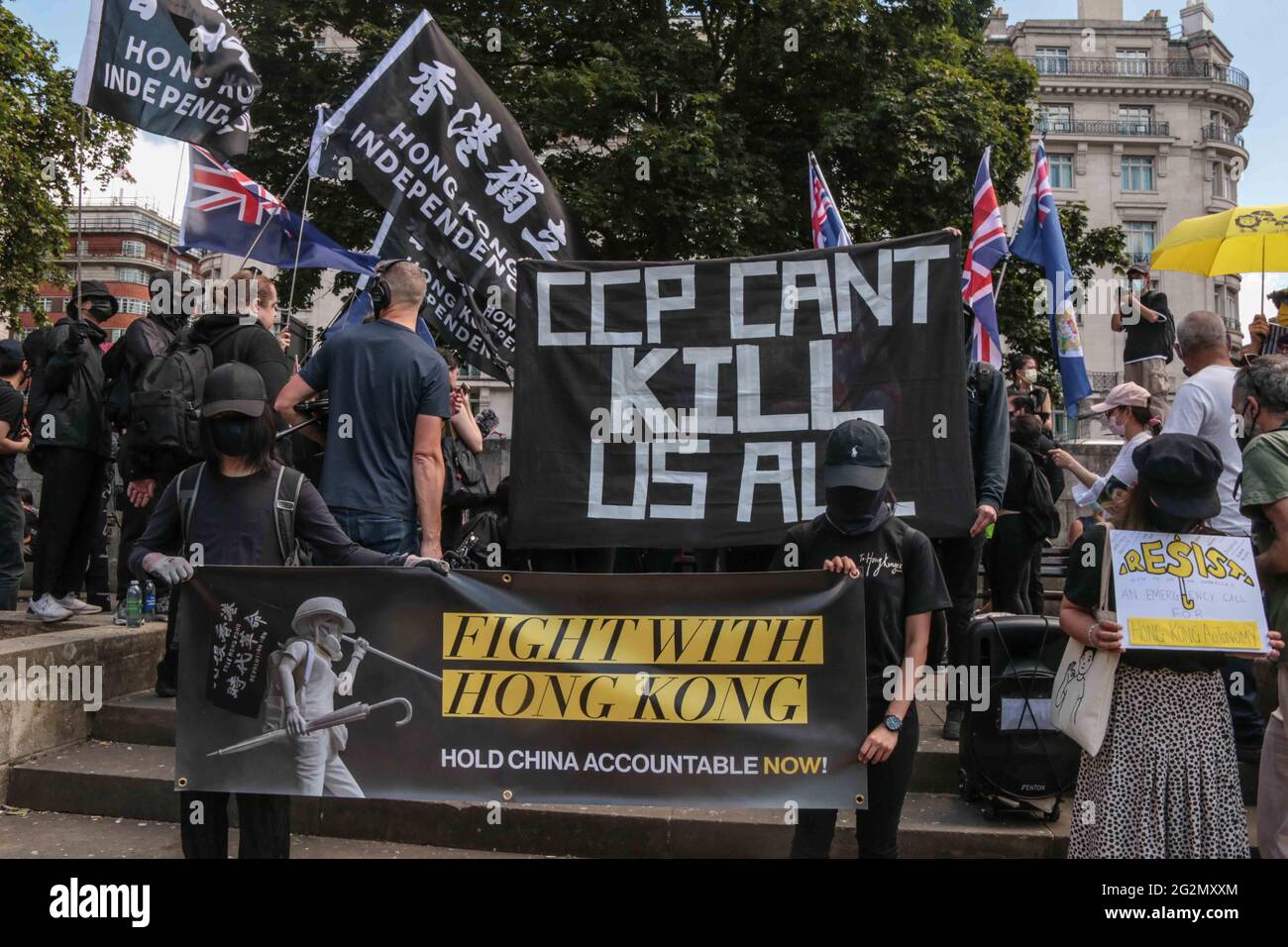 London UK 12 June 2021 Hongkong Liberty Now, Democracy for Hong Kong (D4HK)、das Jahr 2021 markiert den 2. Jahrestag der Hongkonger Revolution von 2019, den 180. Jahrestag des modernen Hongkongs und den 80. Jahrestag der Schlacht von Hongkong. Paul Quezada-Neiman/Alamy Live News Stockfoto