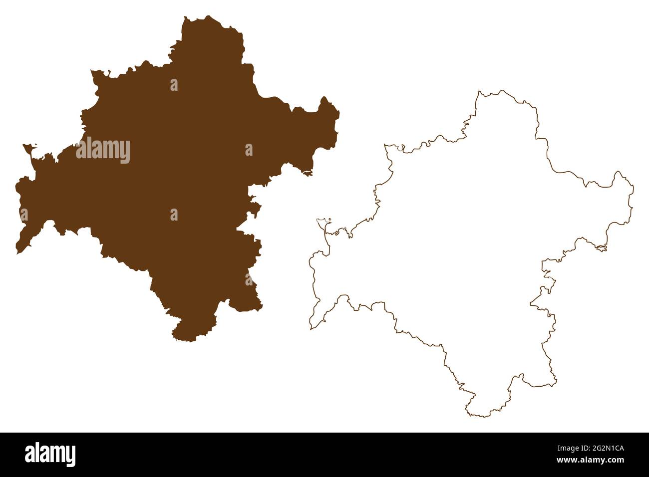 Schmalkalden-Meiningen (Bundesrepublik Deutschland, Landkreis, Freistaat Thüringen) Kartenvektordarstellung, Scribble-Skizze schmal Stock Vektor