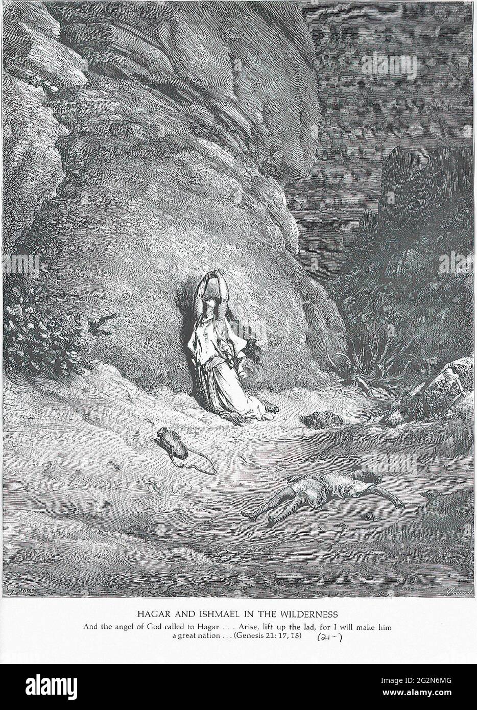 Gustave Doré - Hagar Ishmael Wildnis Stockfoto