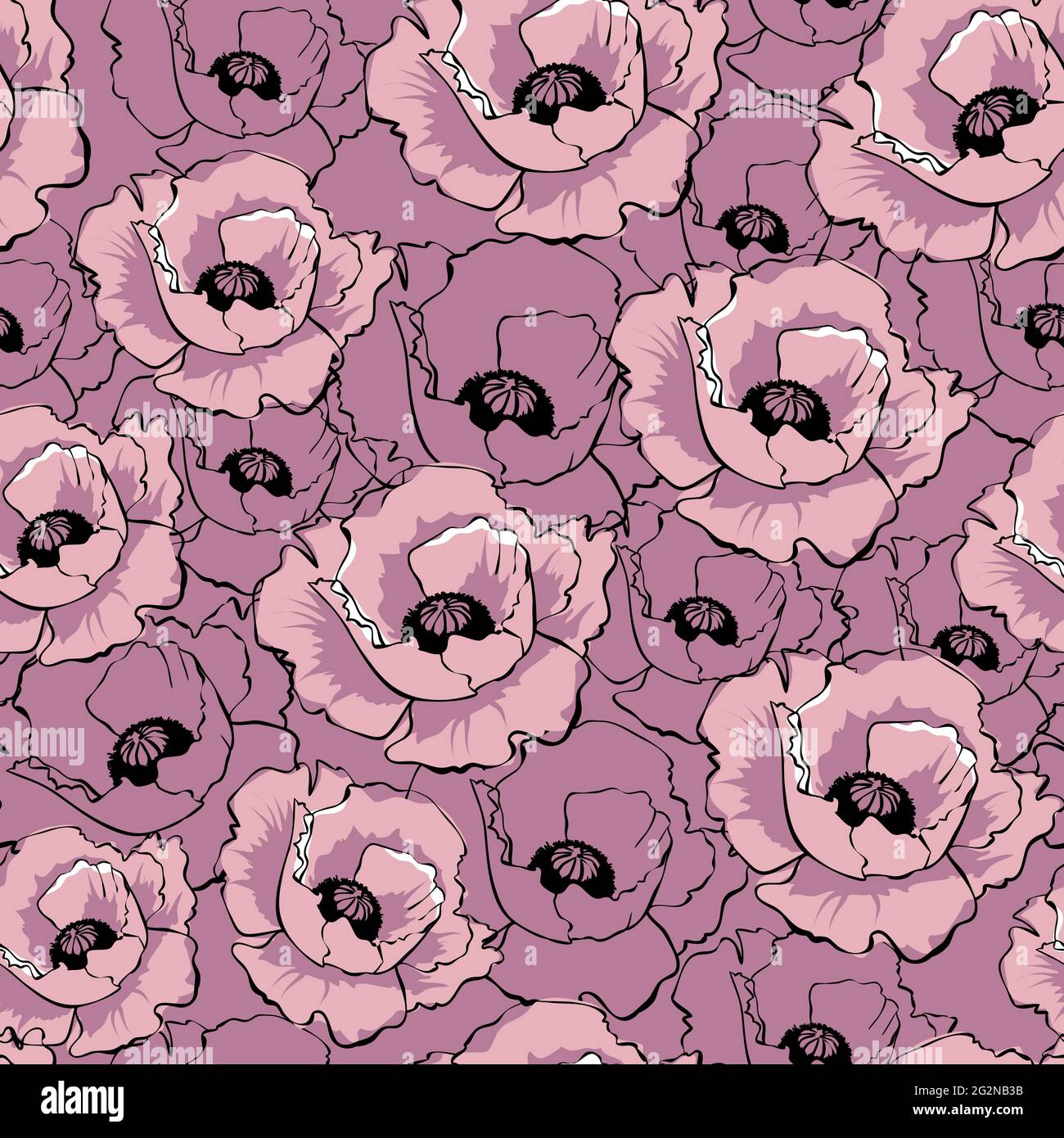 Vektor rosa Mohnblumen. Handgezeichnetes Nahtloses Muster. Wilde Blumen  Farbe Illustration. Florale Struktur. Tapete, Digitalpapier, Geschenkpapier,  te Stock-Vektorgrafik - Alamy