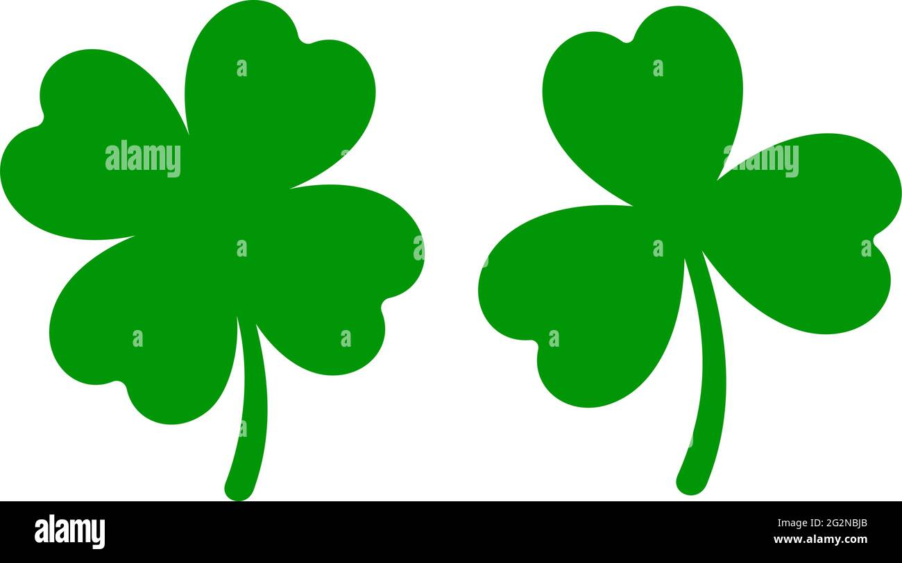Lucky Shamrock. Vektorklipart Mit Vier Blättern Und Kleeblatt. St. Patrick's Day Stock Vektor