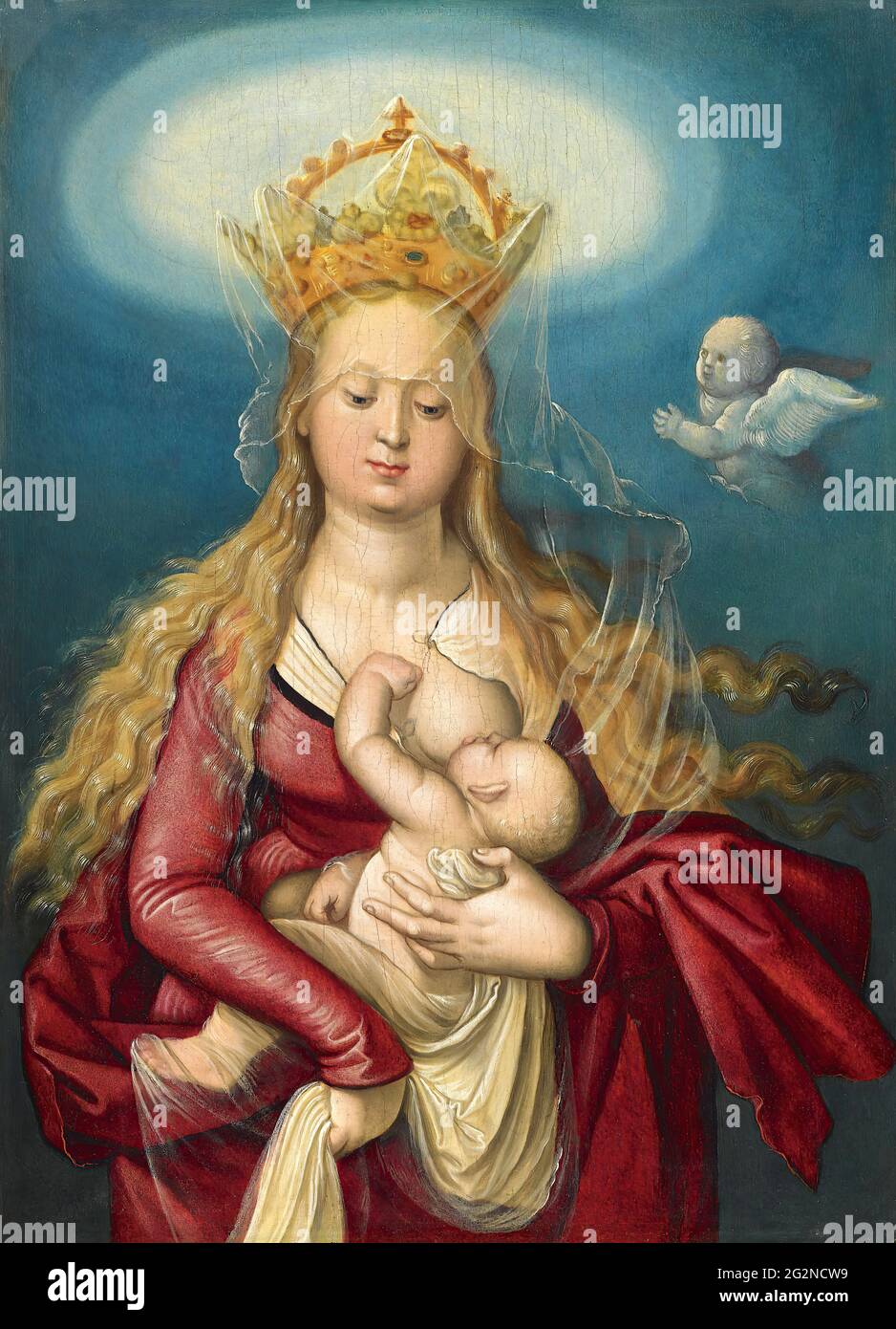 Hans Baldung Grien - die Jungfrau als Königin des Himmels beim Ankucken des Christkindes Stockfoto
