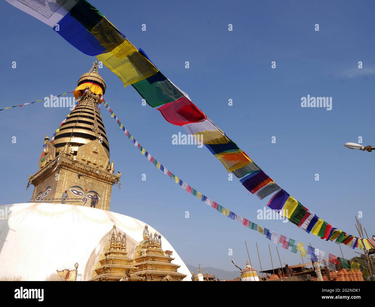 Swayambhunath Pagode oder Swayambu Chedi oder Swoyambhu Stupa oder Monkey Temple und Augen von lord buddha für napali Menschen und ausländische Reisende reisen visi Stockfoto