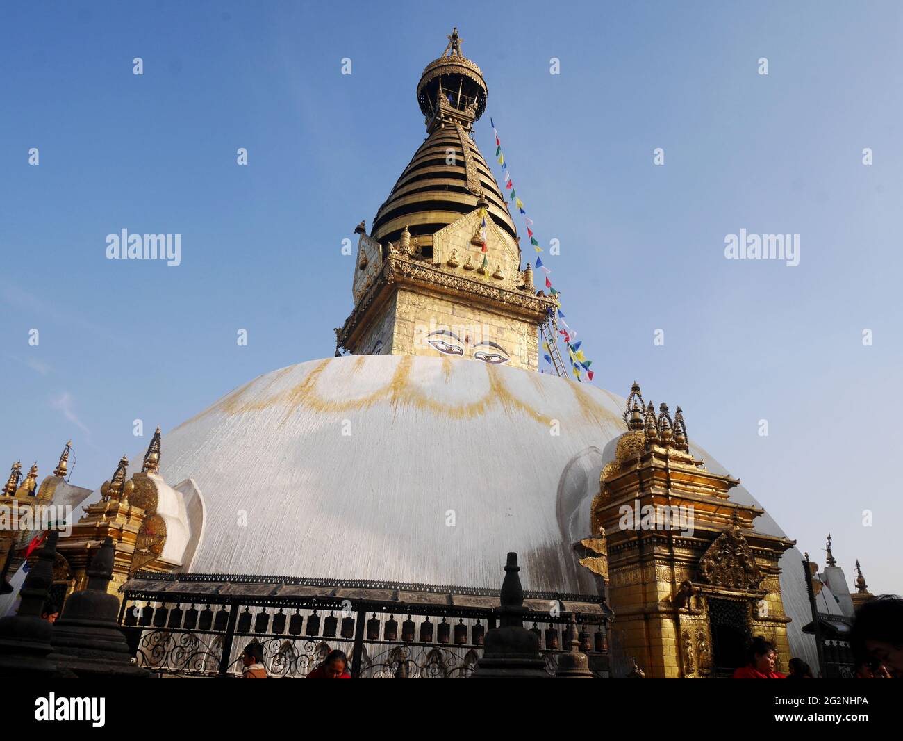 Swayambhunath Pagode oder Swayambu Chedi oder Swoyambhu Stupa oder Monkey Temple und Augen von lord buddha für napali Menschen und ausländische Reisende reisen visi Stockfoto