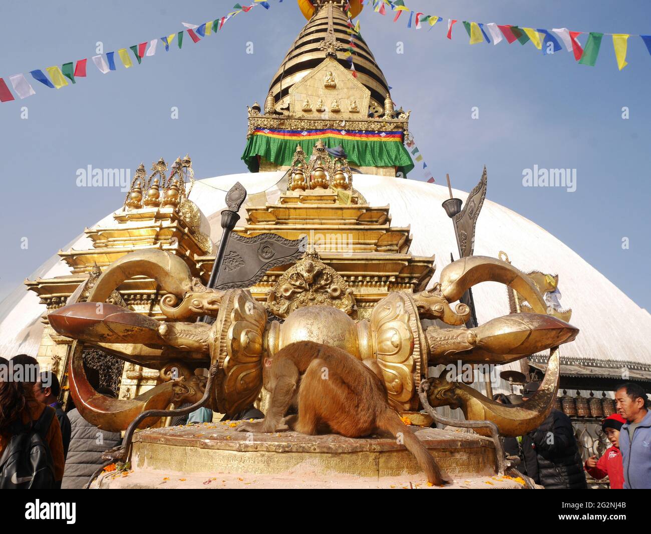 Swayambhunath Pagode oder Swayambu Chedi oder Swoyambhu Stupa oder Monkey Temple und Augen von lord buddha für napali Menschen und ausländische Reisende reisen visi Stockfoto