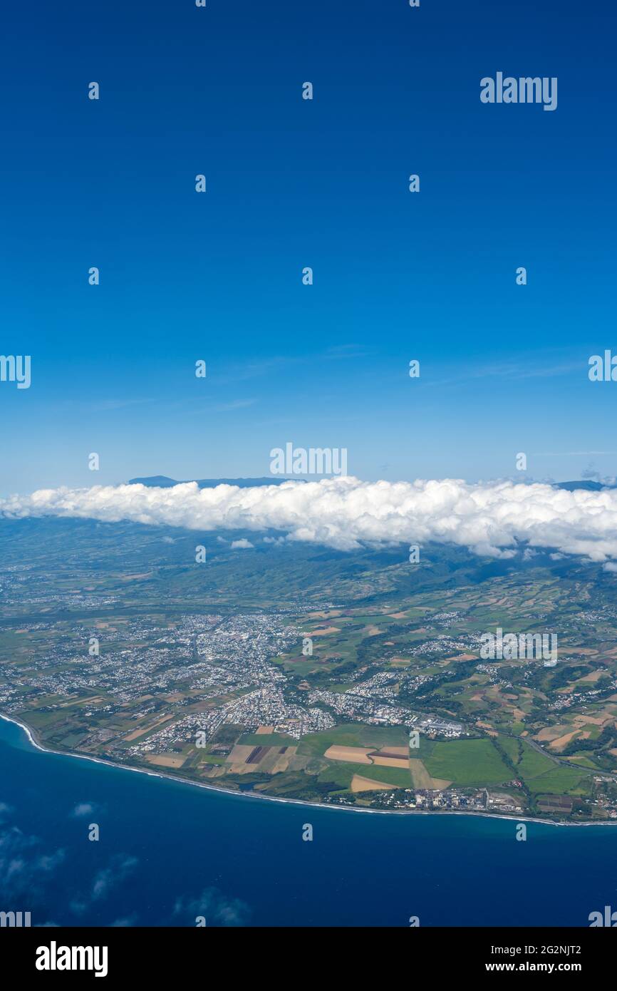 La Reunion aus dem Flugzeug Stockfoto