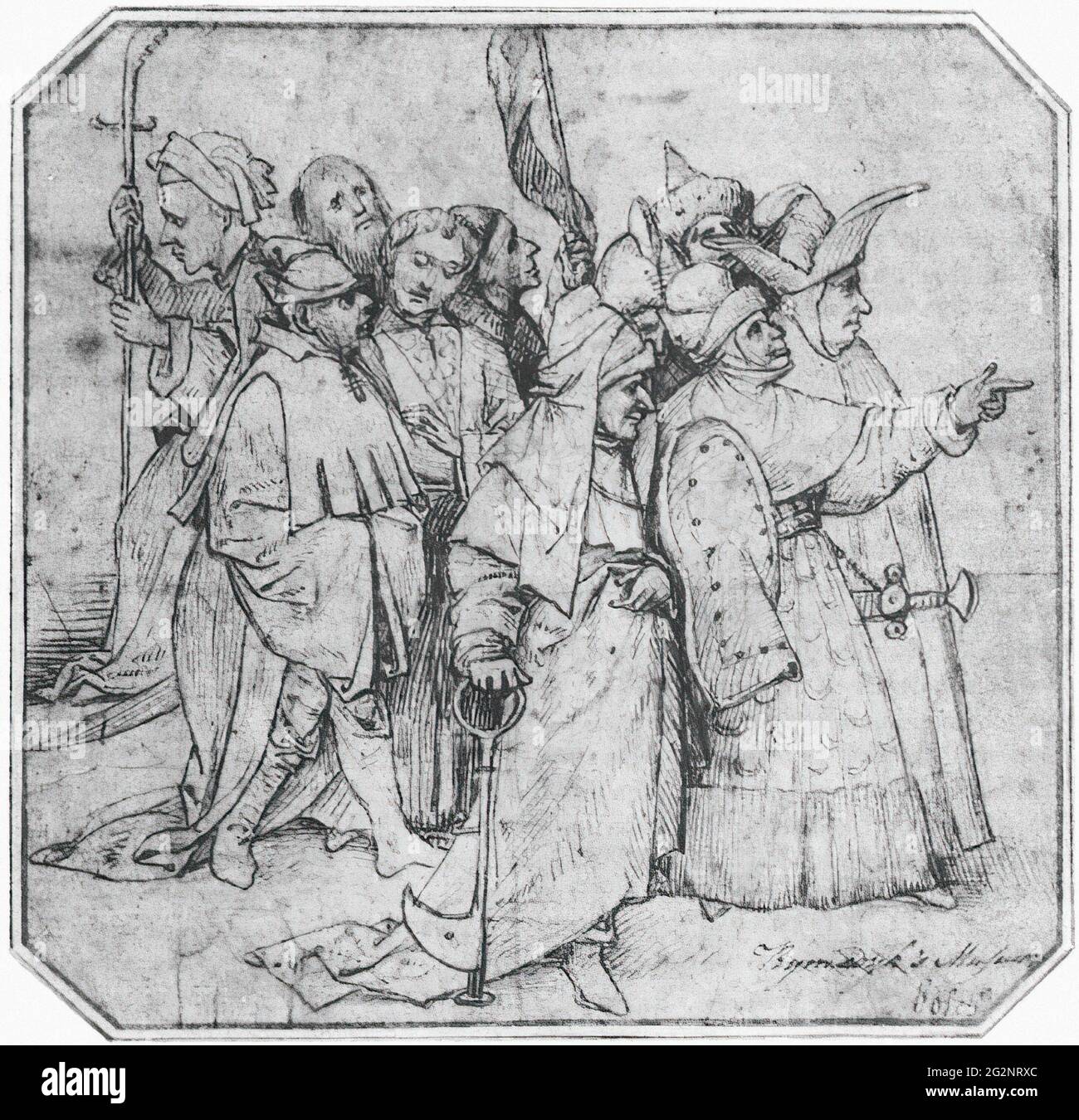Hieronymus Bosch - Gruppe Männliche Figuren Stockfoto Hieronymus Bosch - Gruppe Männliche Figuren Stockfoto