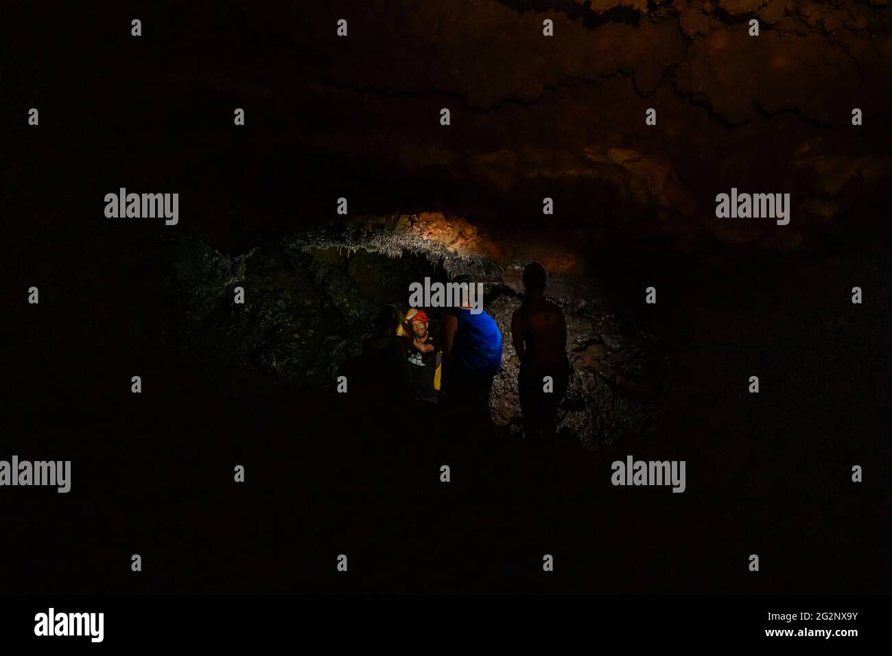 Tour durch den Lavatunnel in La Reunion Stockfoto