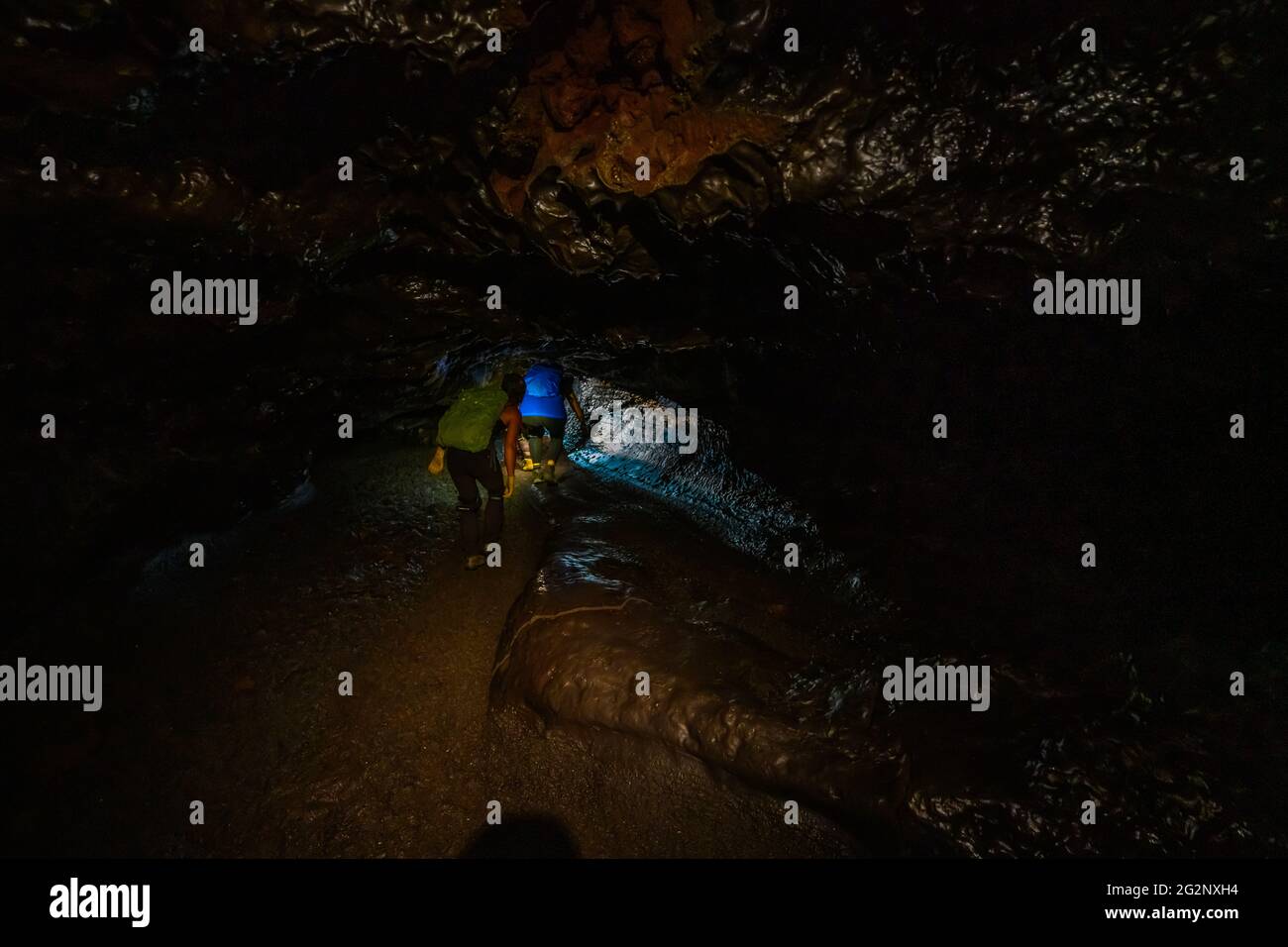 Tour durch den Lavatunnel in La Reunion Stockfoto