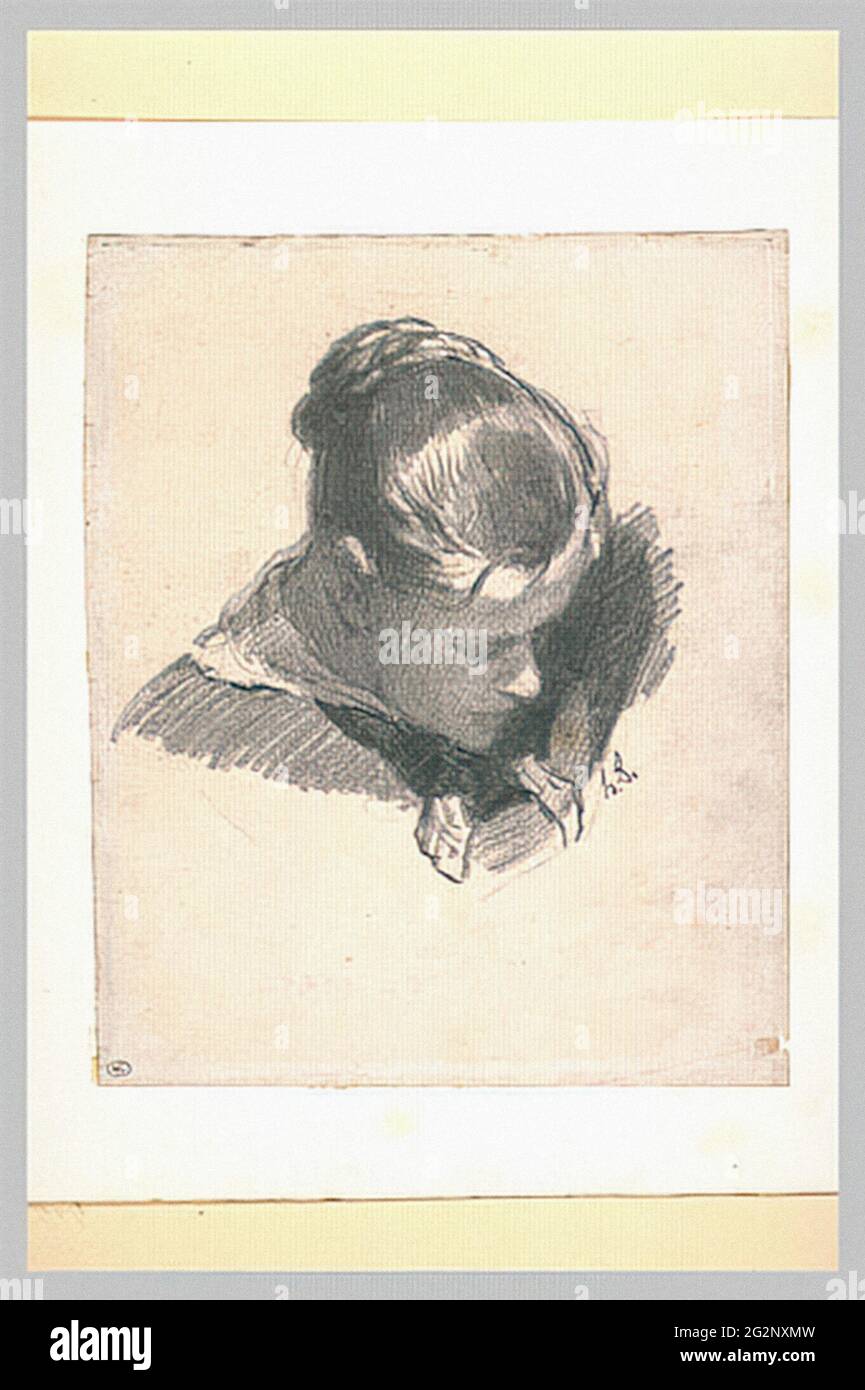 Honoré Victorin Daumier - Kopf Junge Frau Schief Drei Viertel Nach Rechts Stockfoto