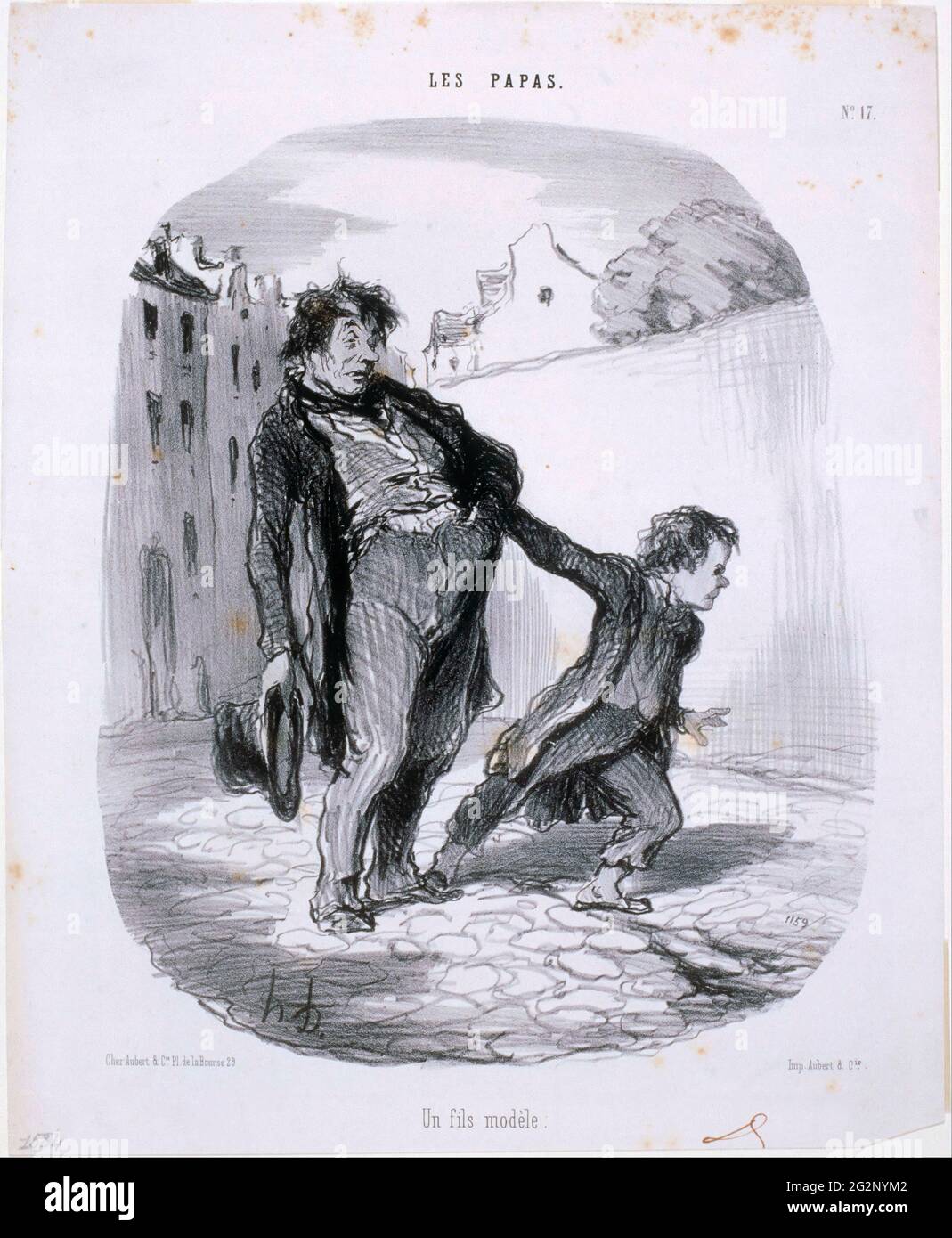 Honoré Victorin Daumier - Les Papas Un Fils Modle Stockfoto