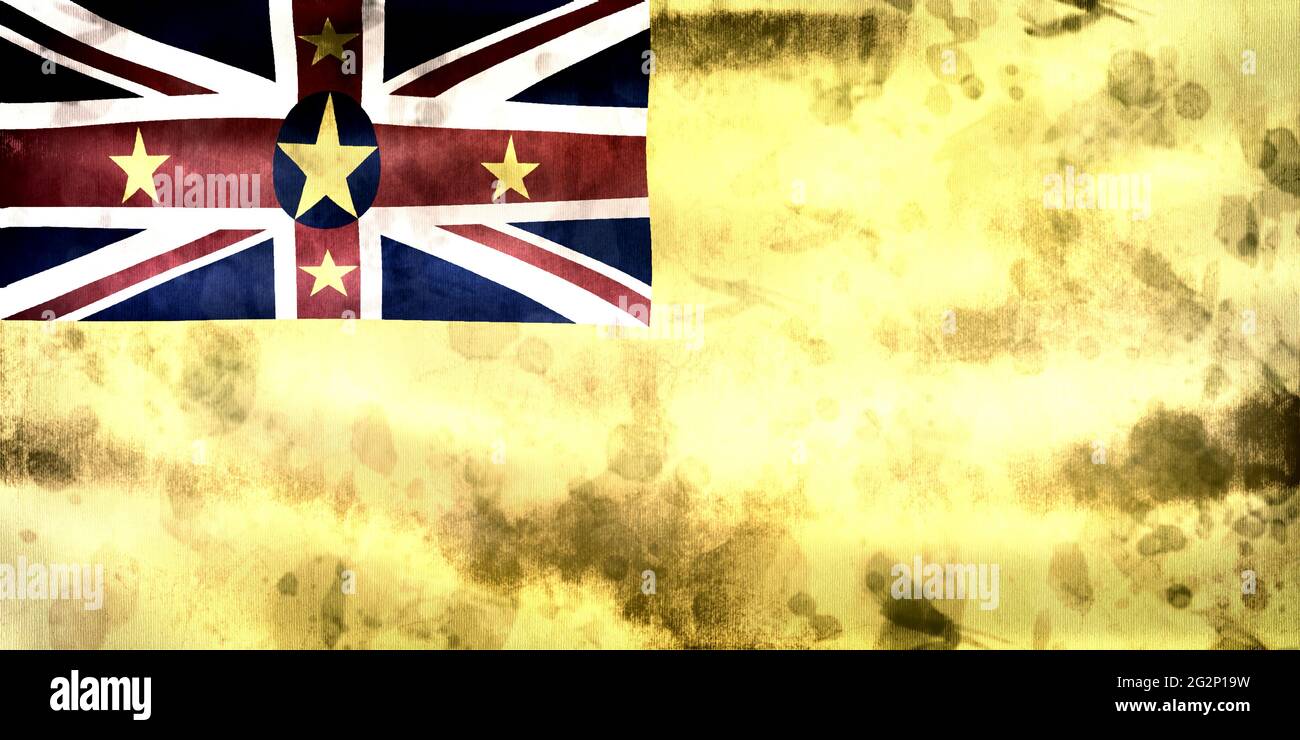 Niue-Flagge - realistische wehende Stoffflagge Stockfoto