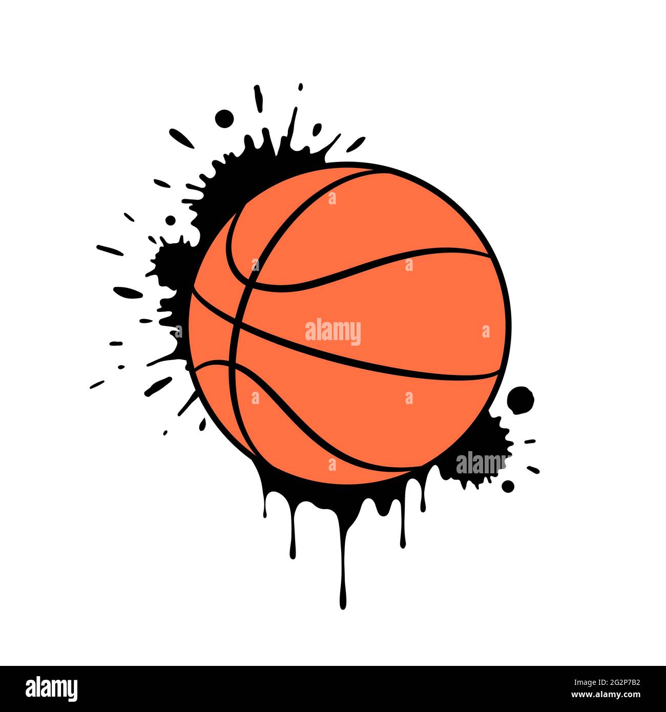 Grunge-Basketball-Design mit Farbspritzern und -Tropfen. Vektorgrafik Stock Vektor