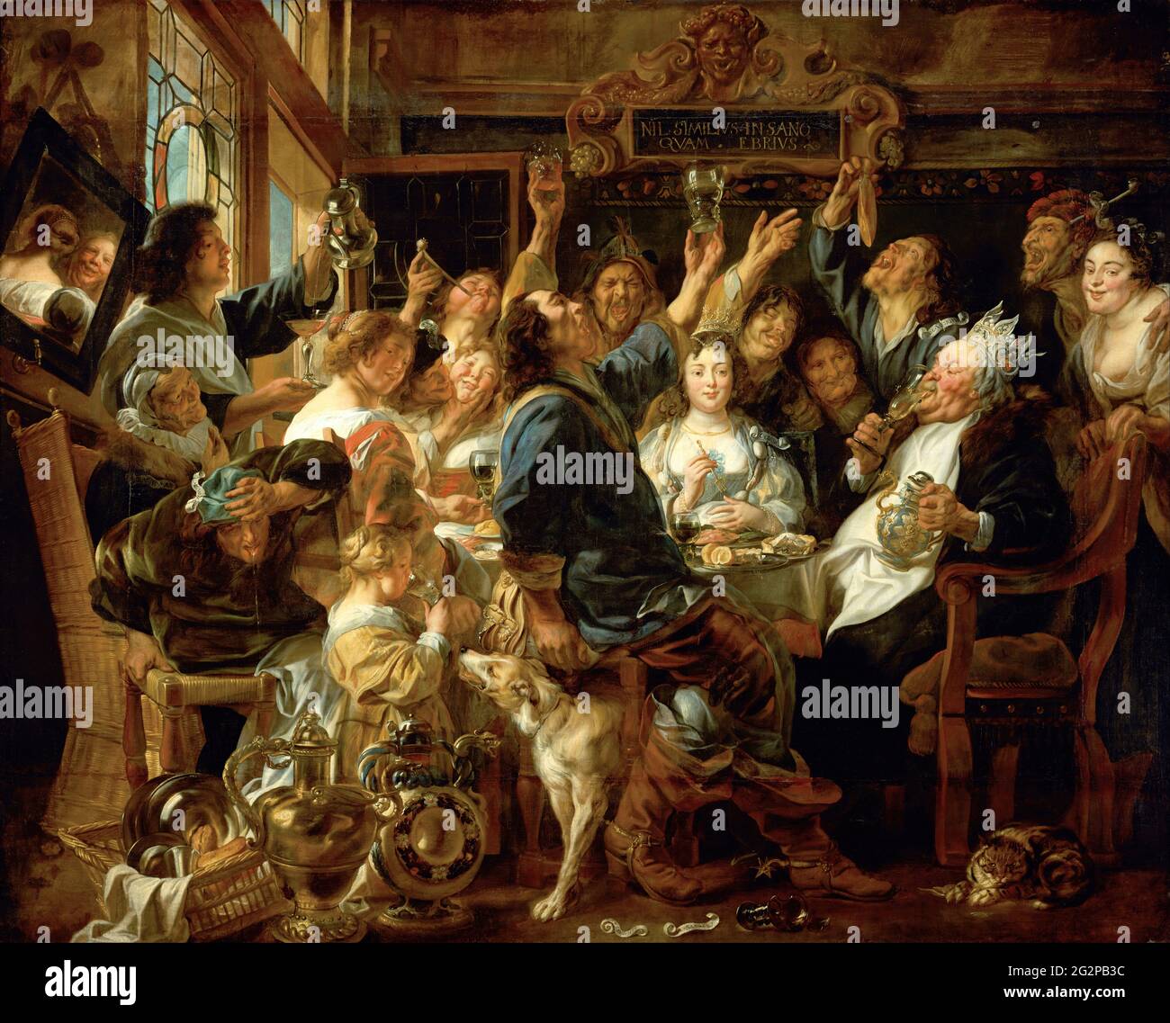 Jacob Jordaens - das Fest des Bohnenkönigs Stockfoto