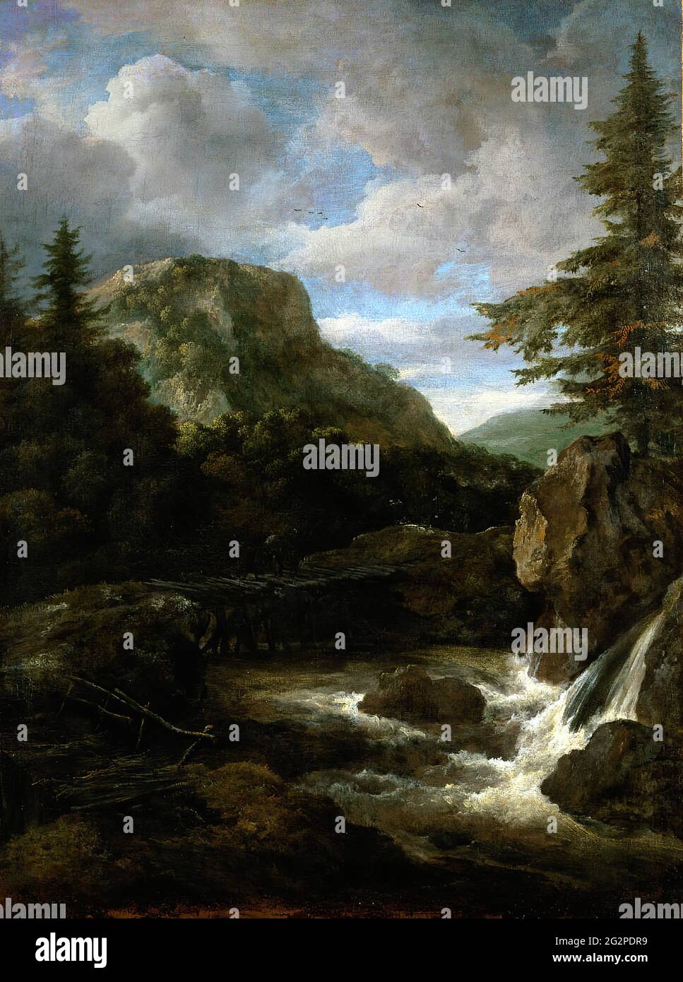 Jacob Van Ruisdael - Berglandschaft mit Wasserfall Stockfoto