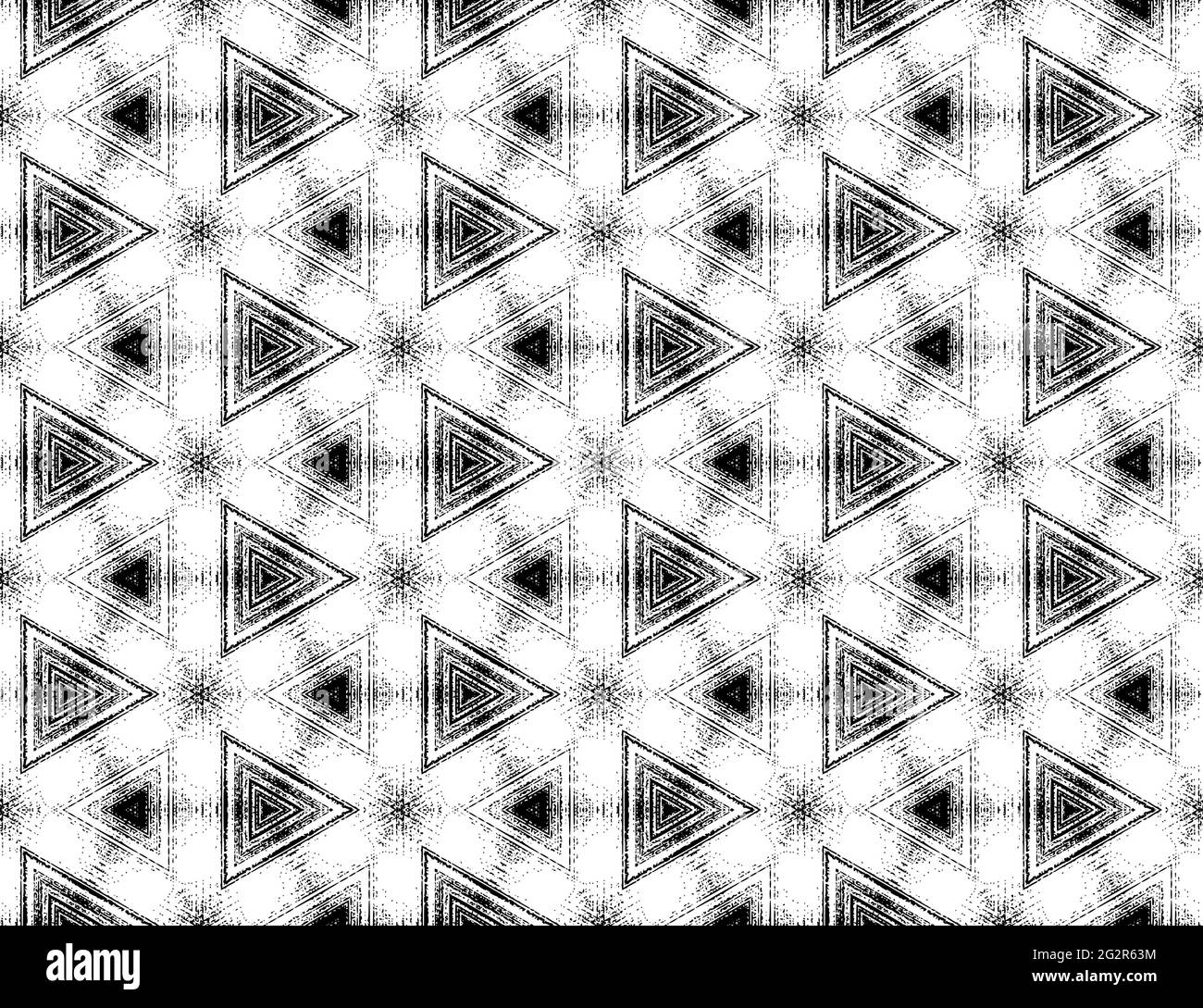 Nahtloses Schwarz-Weiß-Muster mit Kaleidoskop-Effekt. Symmetrische geometrische Ornament für Digitalpapier, Textildruck, Tapete-Hintergrund-Design. Vektorgrafik. Stock Vektor