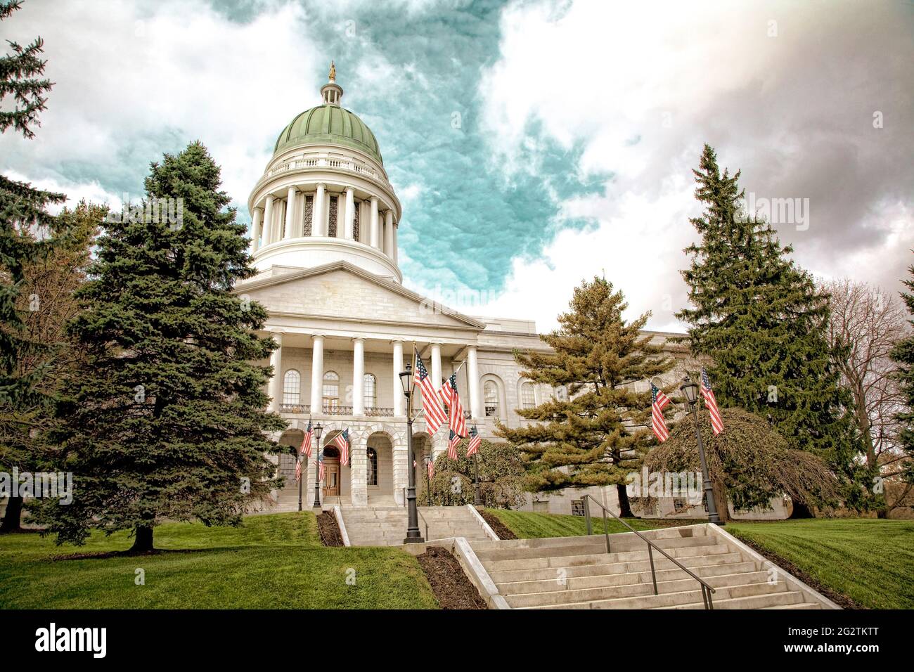 Das um 1832 erbaute State Capitol of Maine steht in der Stadt Augusta. Stockfoto