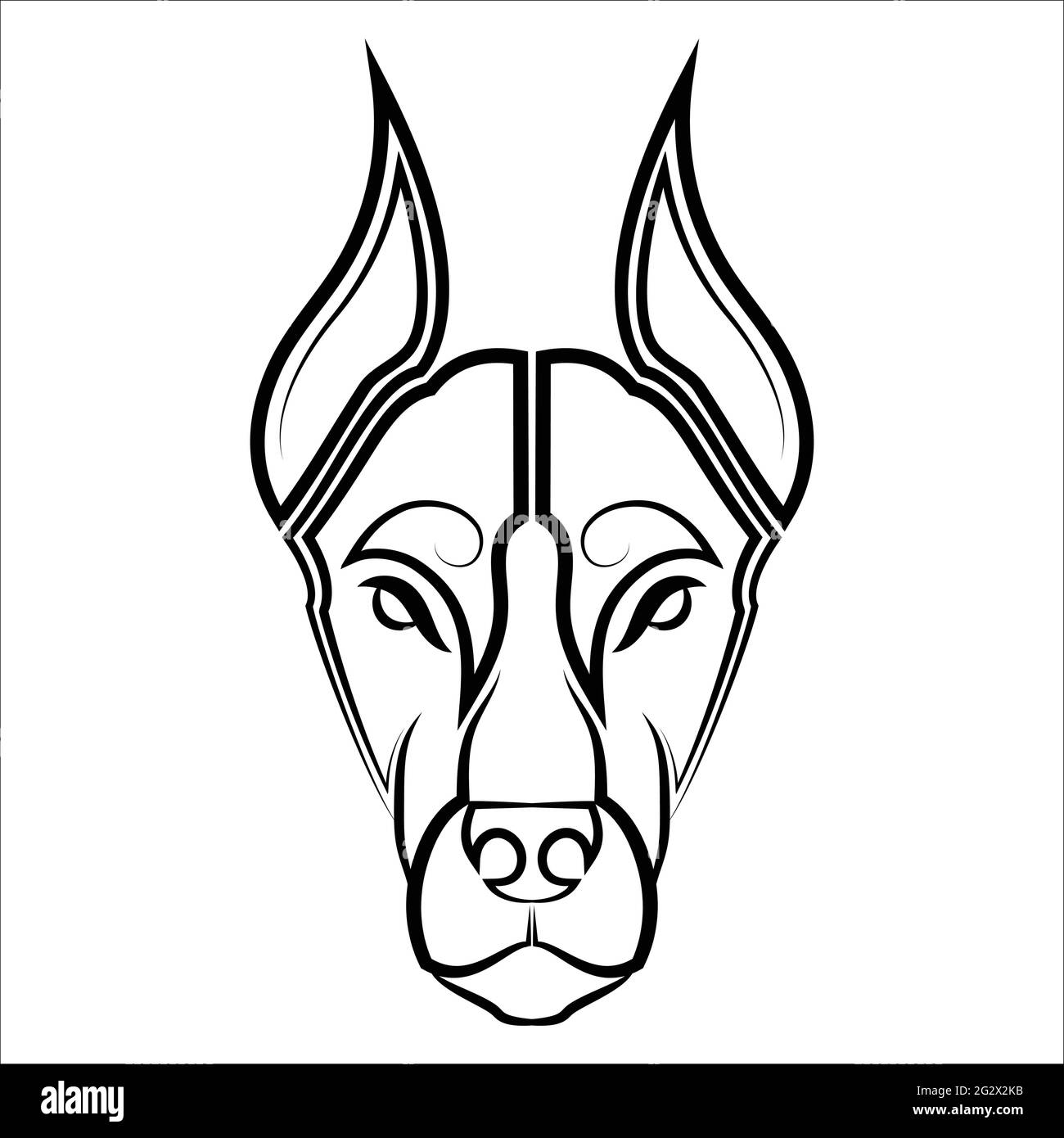 Schwarz-weiße Linie Kunst von Dobermann Pinscher Hundekopf gute Verwendung für Symbol, Maskottchen Symbol Avatar Tattoo T Shirt Design Logo oder jedes Design, das Sie wollen Stock Vektor
